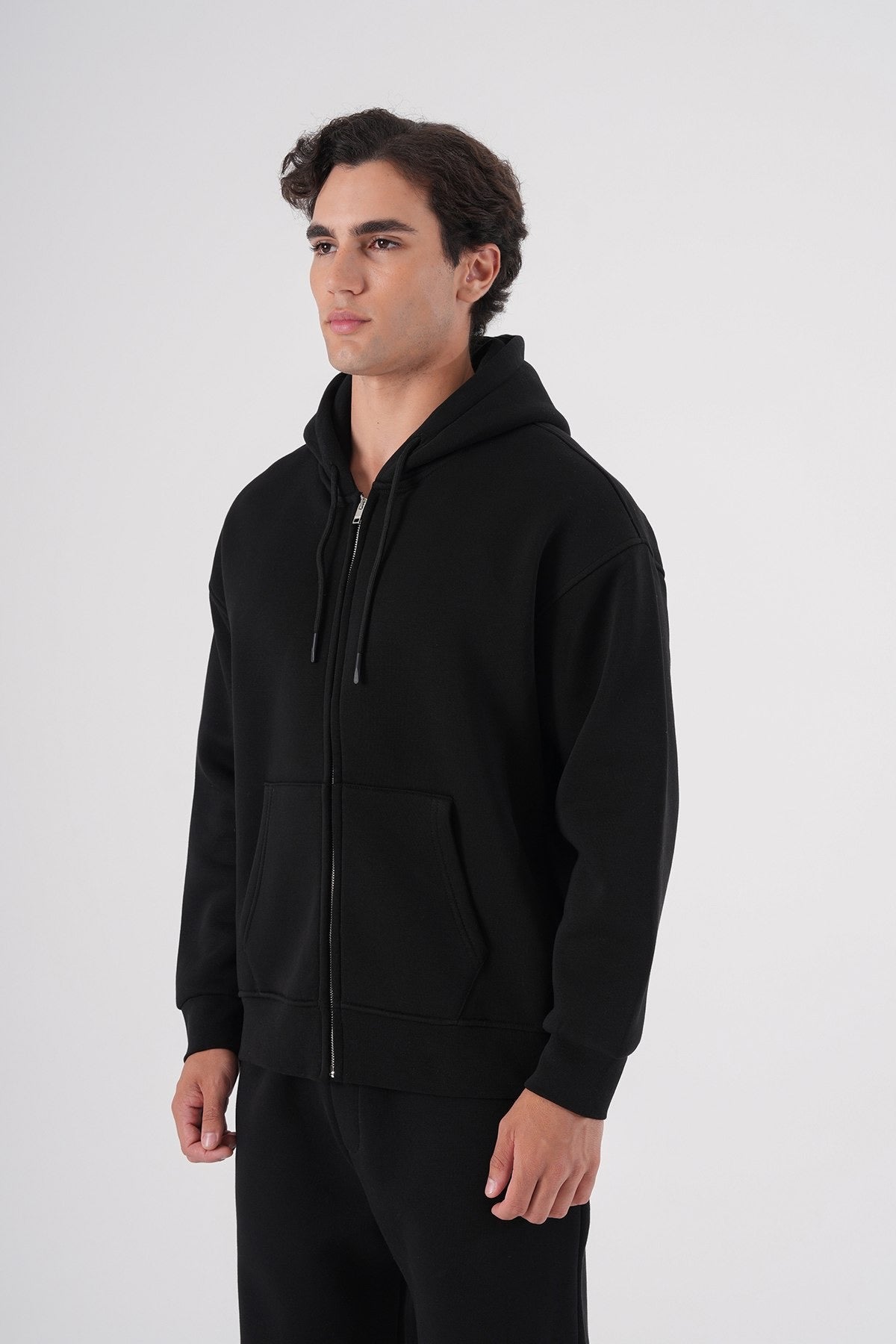 Black Zip-Up Hoodie – Unisex Essential Streetwear Sweatshirt