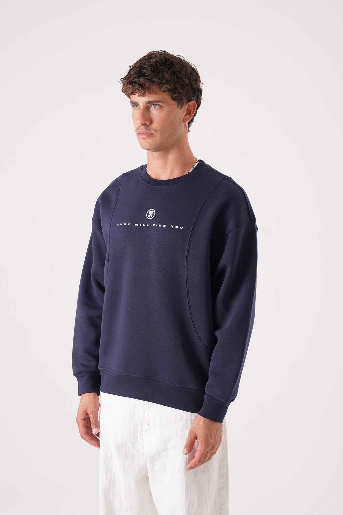 Navy Blue Angel Graphic Sweatshirt – Oversized Streetwear Pullover