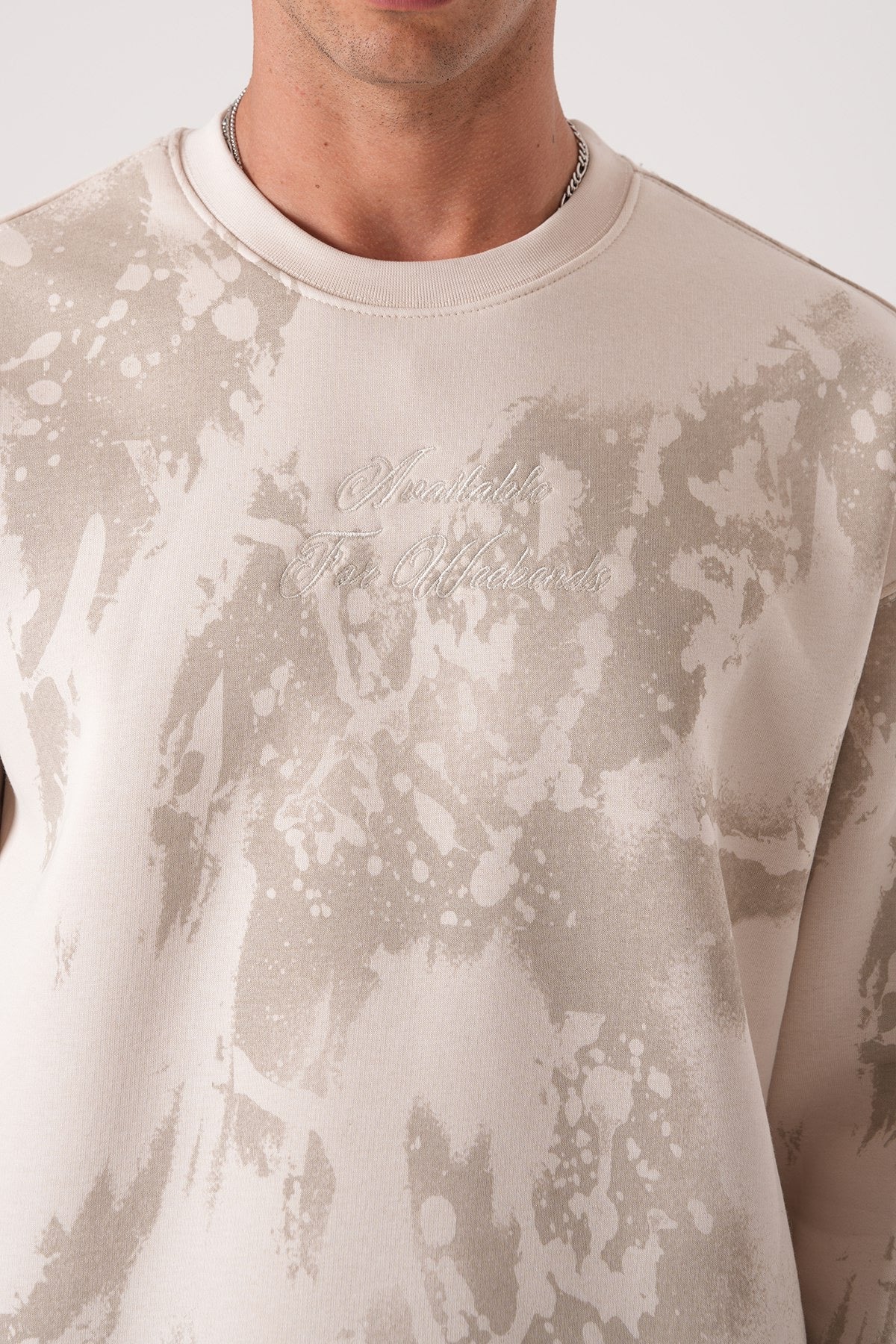 Beige Tie-Dye Sweatshirt – Oversized Streetwear Pullover