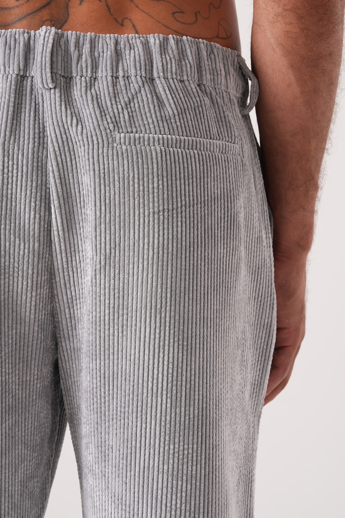 Men’s Grey Corduroy Trousers – Relaxed Fit Vintage Streetwear Pants