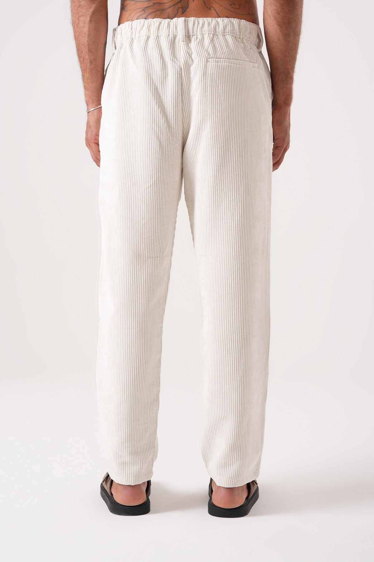 Men’s Off-White Corduroy Trousers – Retro Smart-Casual Streetwear Pants