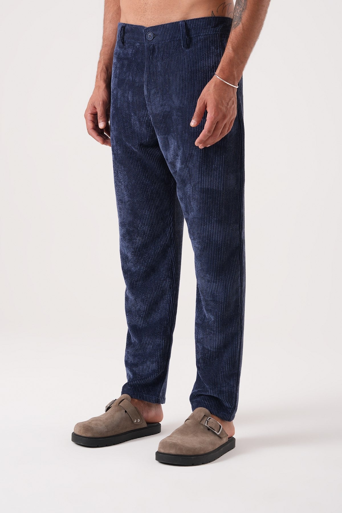 Men’s Navy Blue Corduroy Trousers – Classic Retro Smart-Casual Pants