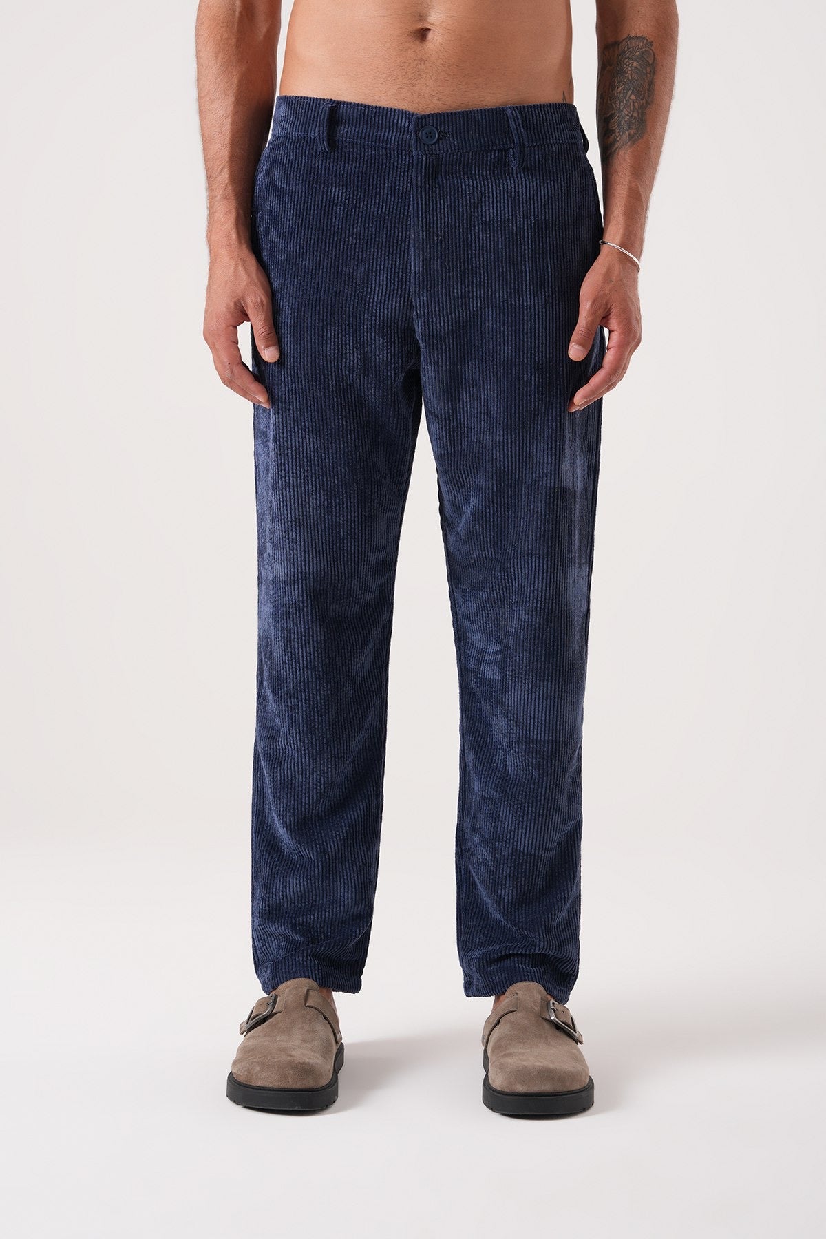 Men’s Navy Blue Corduroy Trousers – Classic Retro Smart-Casual Pants