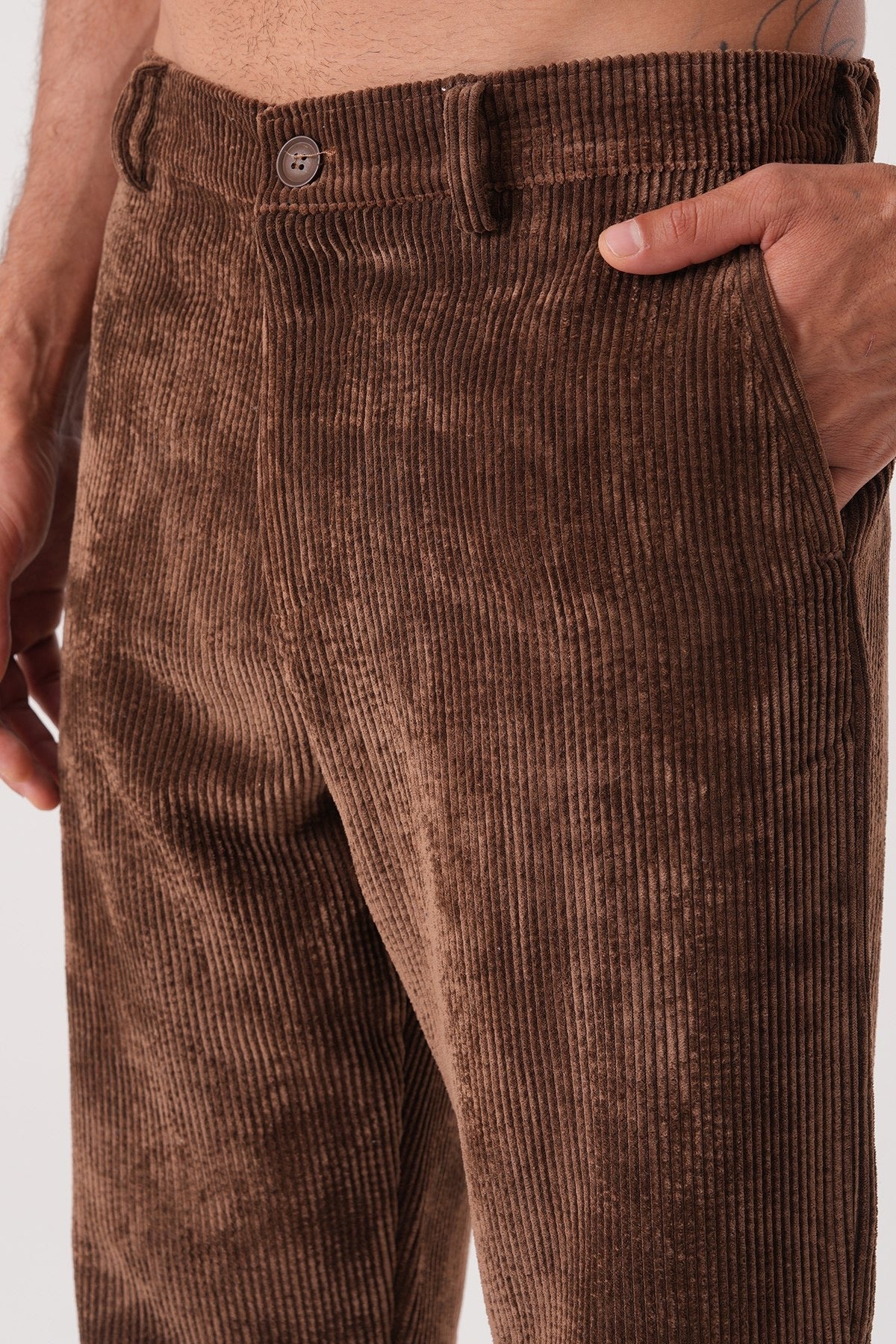 Men’s Brown Corduroy Trousers – Classic Retro Straight-Leg Pants