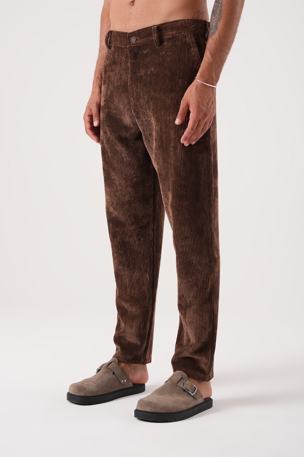 Men’s Brown Corduroy Trousers – Classic Retro Straight-Leg Pants