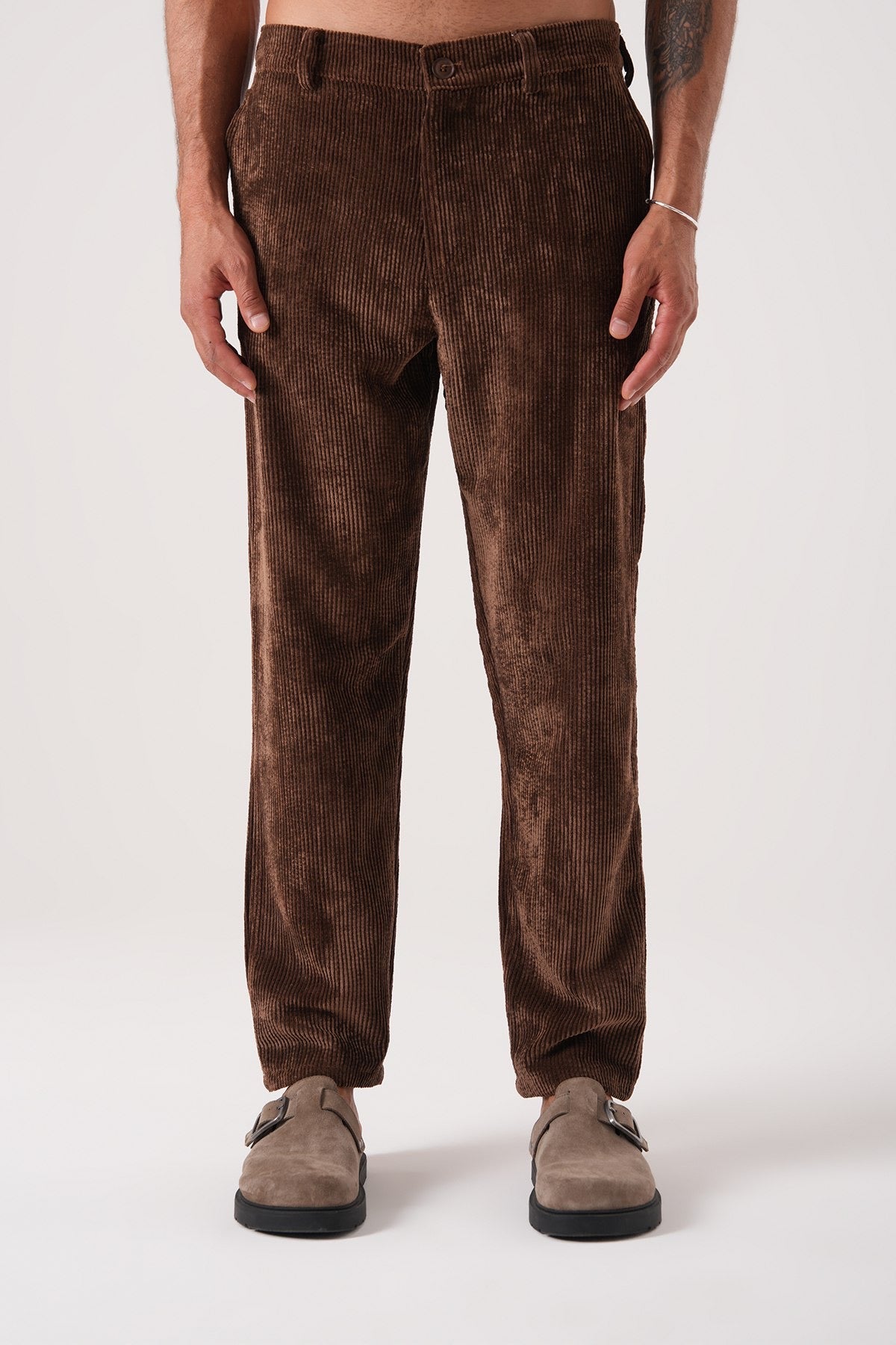Men’s Brown Corduroy Trousers – Classic Retro Straight-Leg Pants