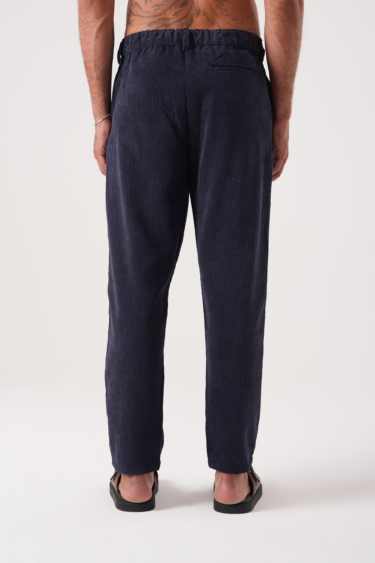 Men’s Dark Navy Corduroy Trousers – Classic Retro Straight-Leg Pants