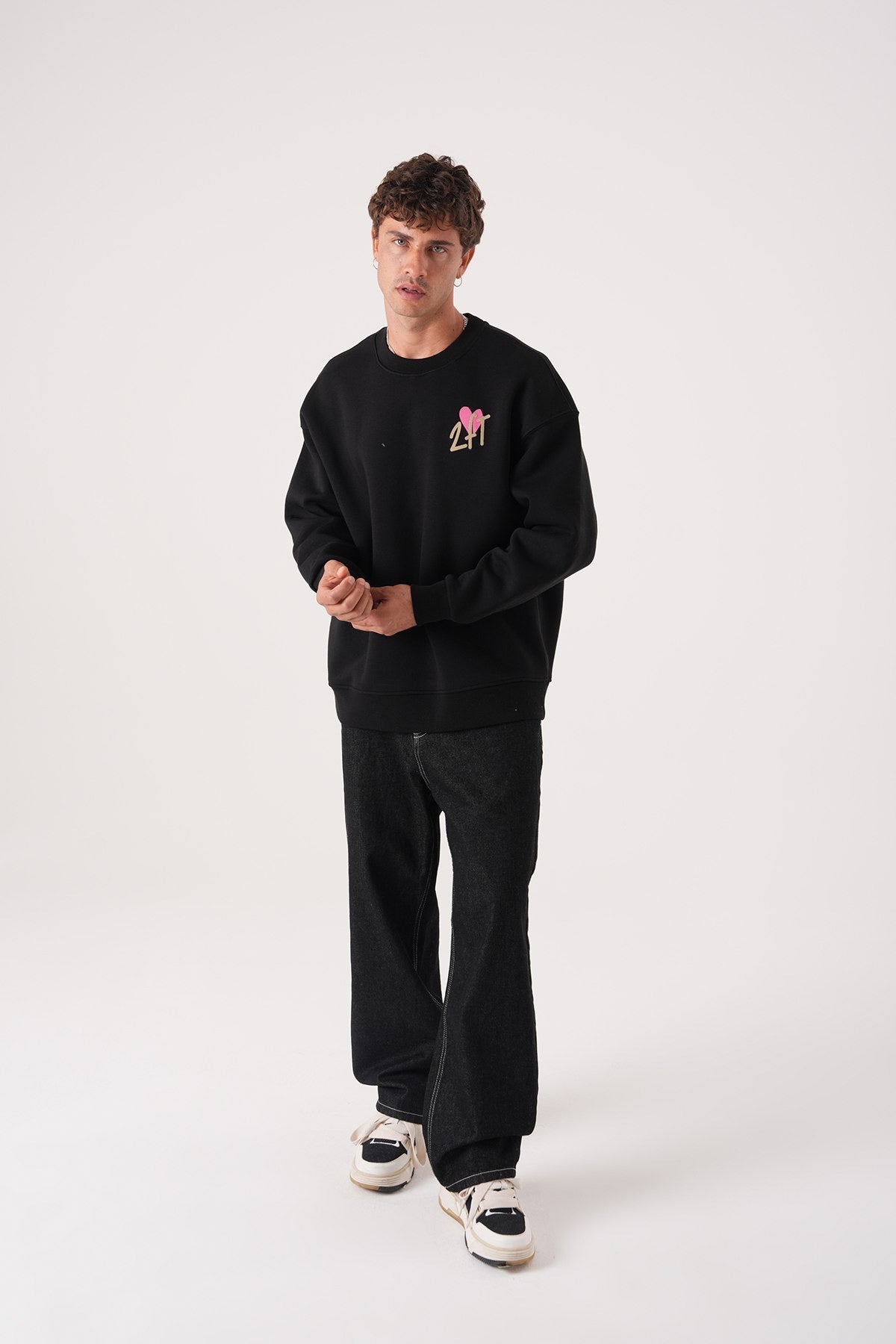 Men’s Black Graphic Sweatshirt – La Joconde XVI Secolo Retro Print
