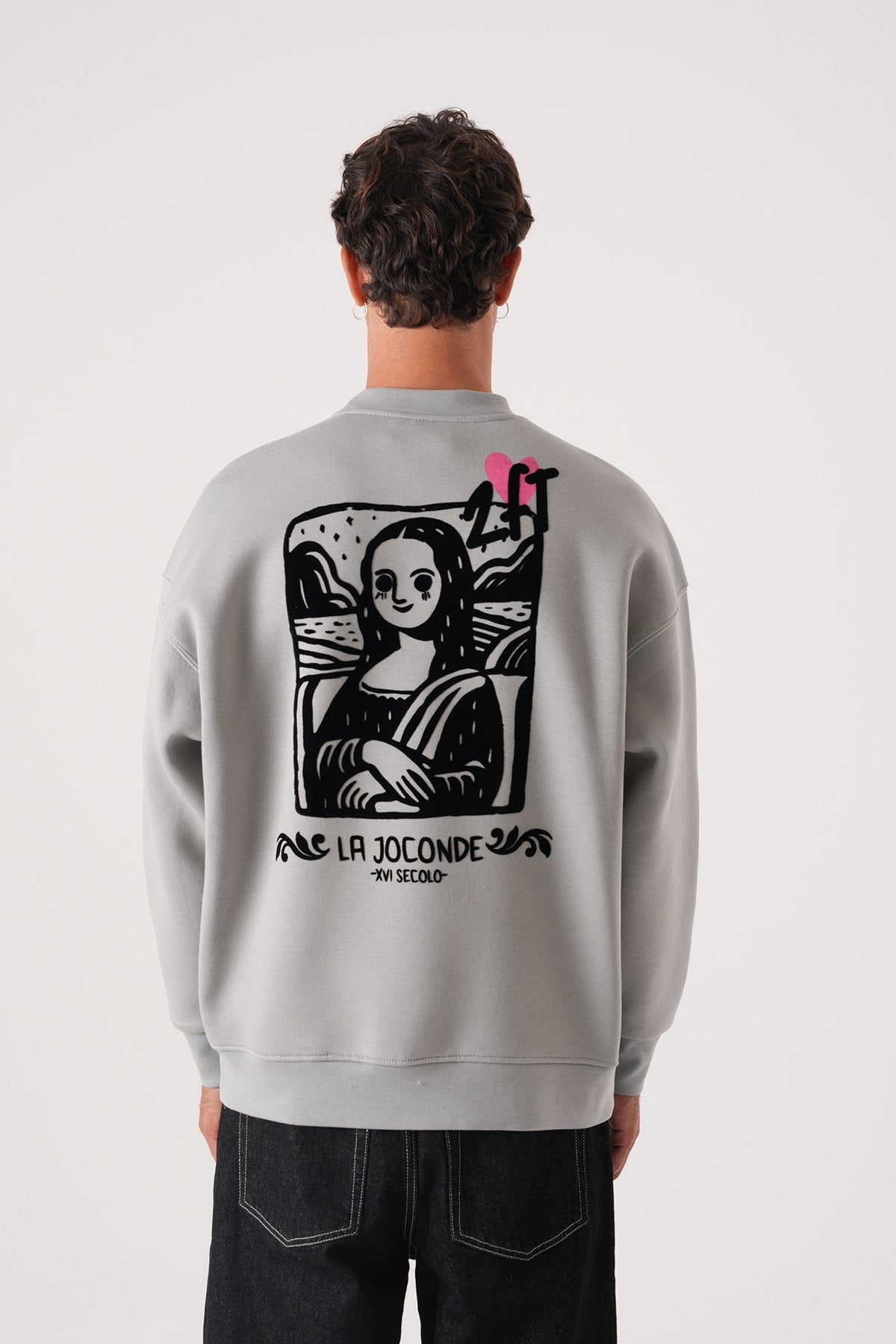 Men’s Light Grey Sweatshirt – Minimal 24F Heart Logo