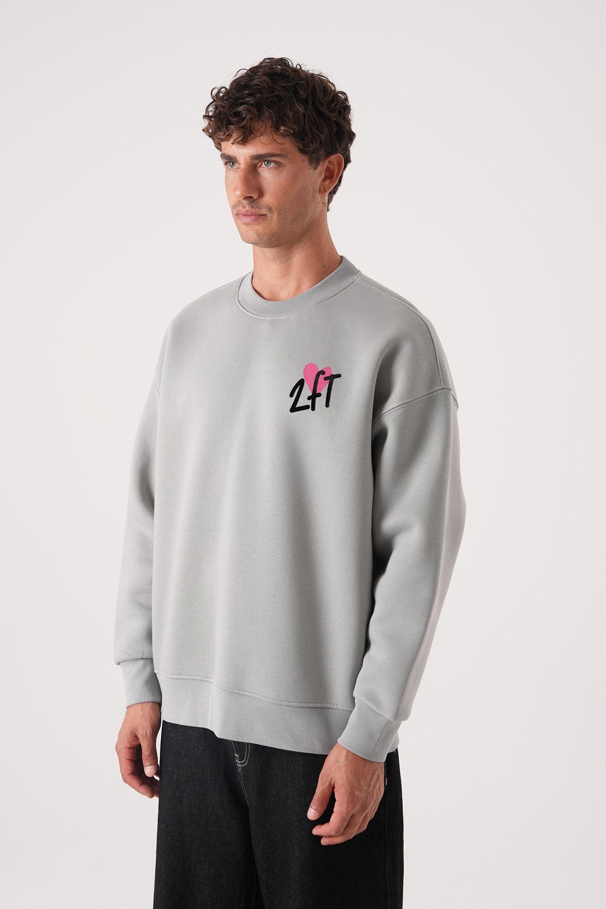 Men’s Light Grey Sweatshirt – Minimal 24F Heart Logo