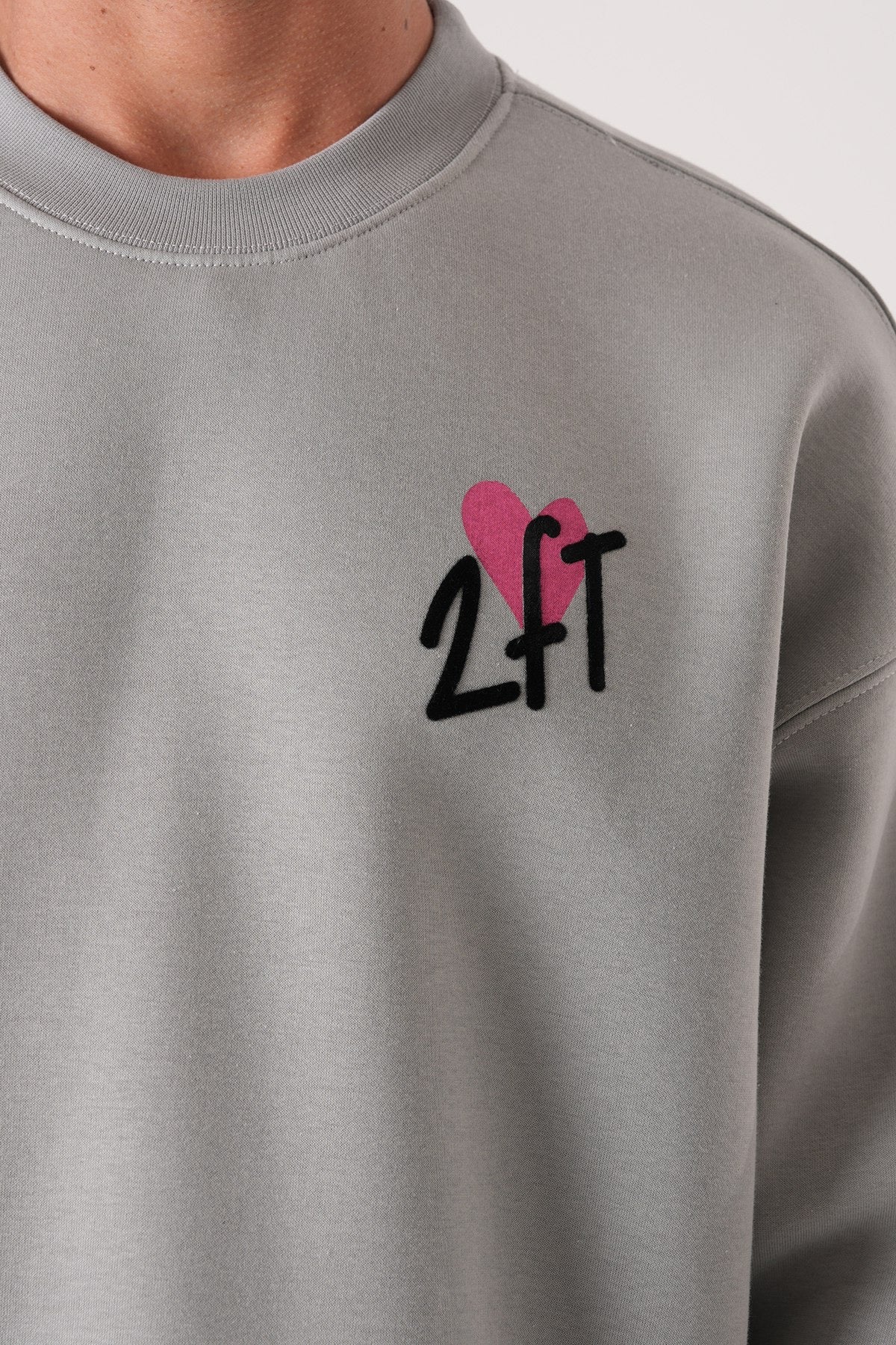 Men’s Light Grey Sweatshirt – Minimal 24F Heart Logo