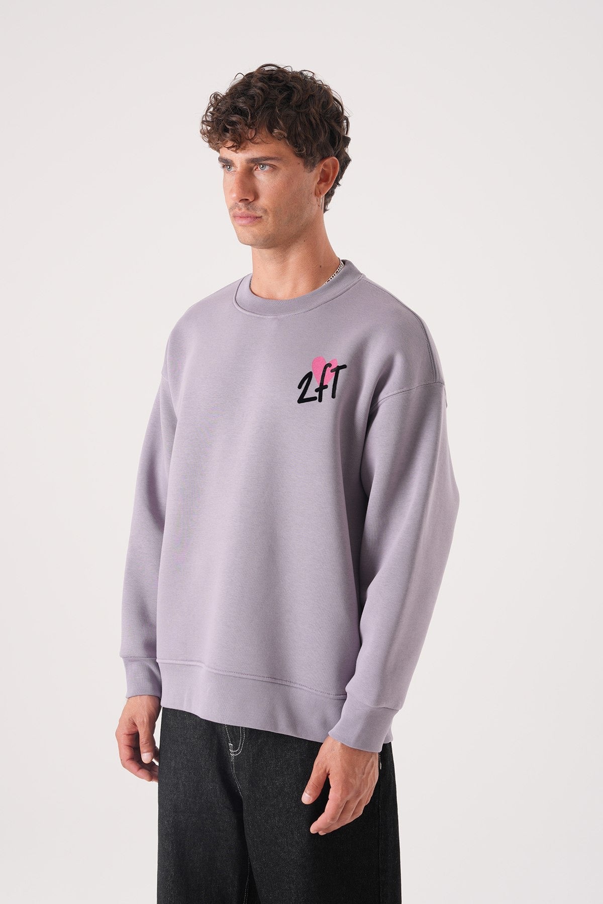 Men’s Lavender Sweatshirt – Minimal 24F Heart Logo