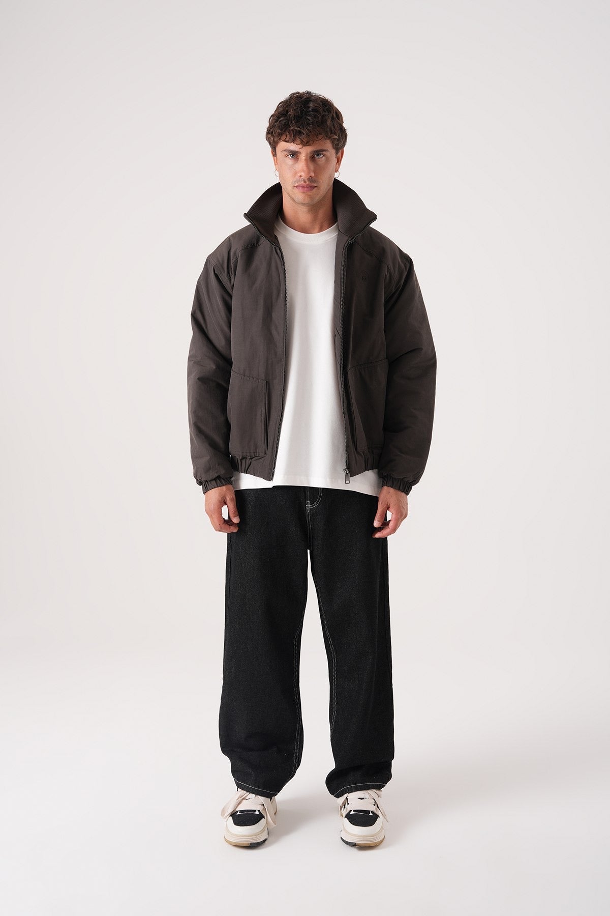 Men’s Dark Brown Minimal Bomber Jacket – Everyday Streetwear Essential