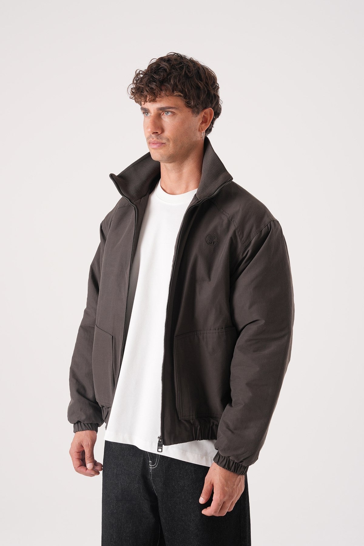 Men’s Dark Brown Minimal Bomber Jacket – Everyday Streetwear Essential