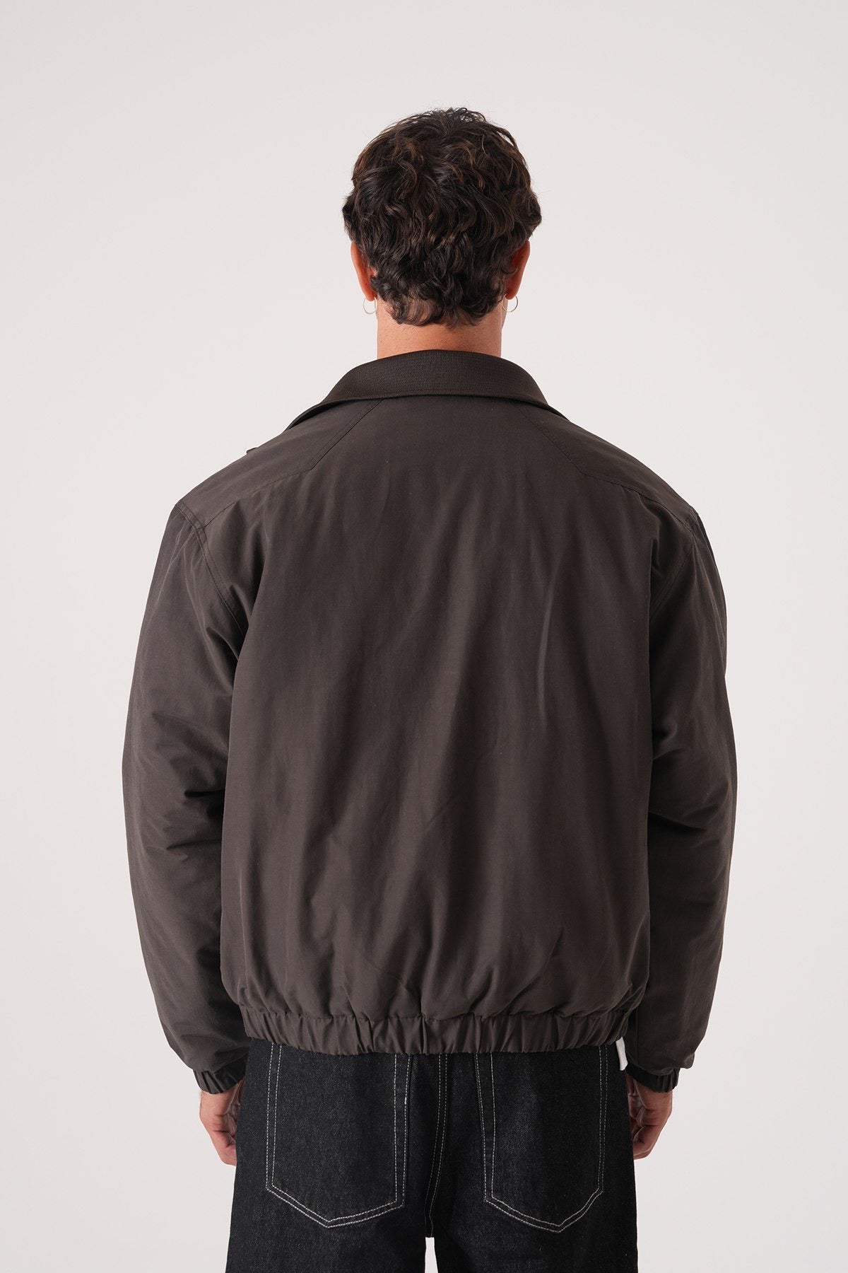 Men’s Dark Brown Minimal Bomber Jacket – Everyday Streetwear Essential