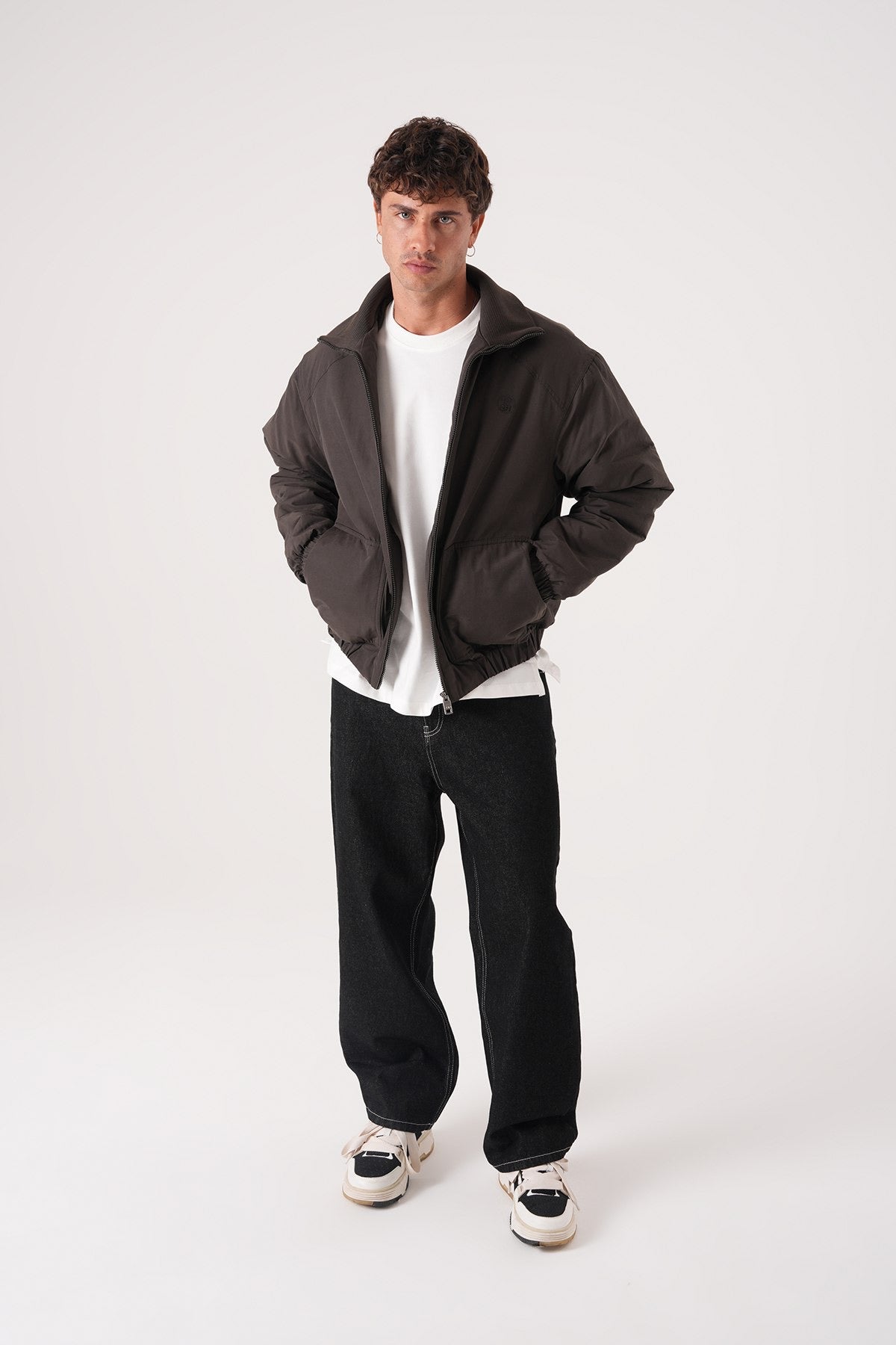 Men’s Dark Brown Minimal Bomber Jacket – Everyday Streetwear Essential