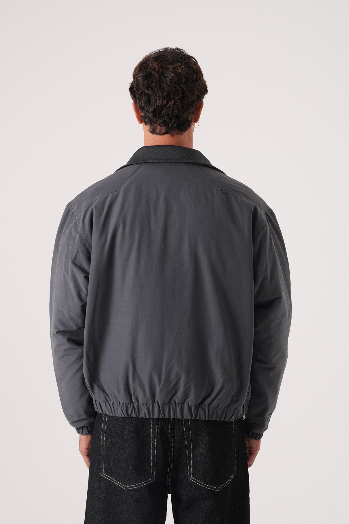 Men’s Charcoal Grey Minimal Bomber Jacket – Modern Everyday Layer