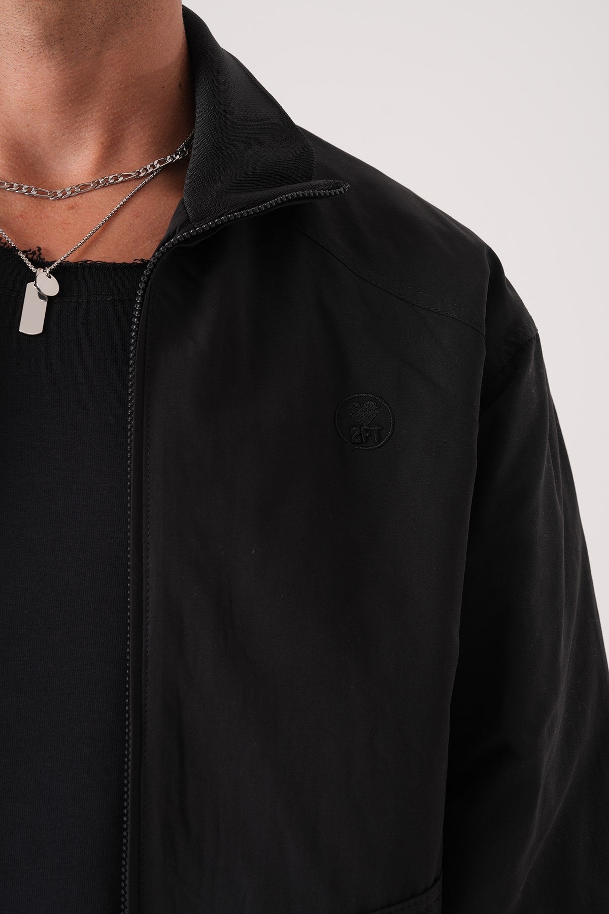 Men’s Black Harrington Jacket – Minimalist Classic Outerwear