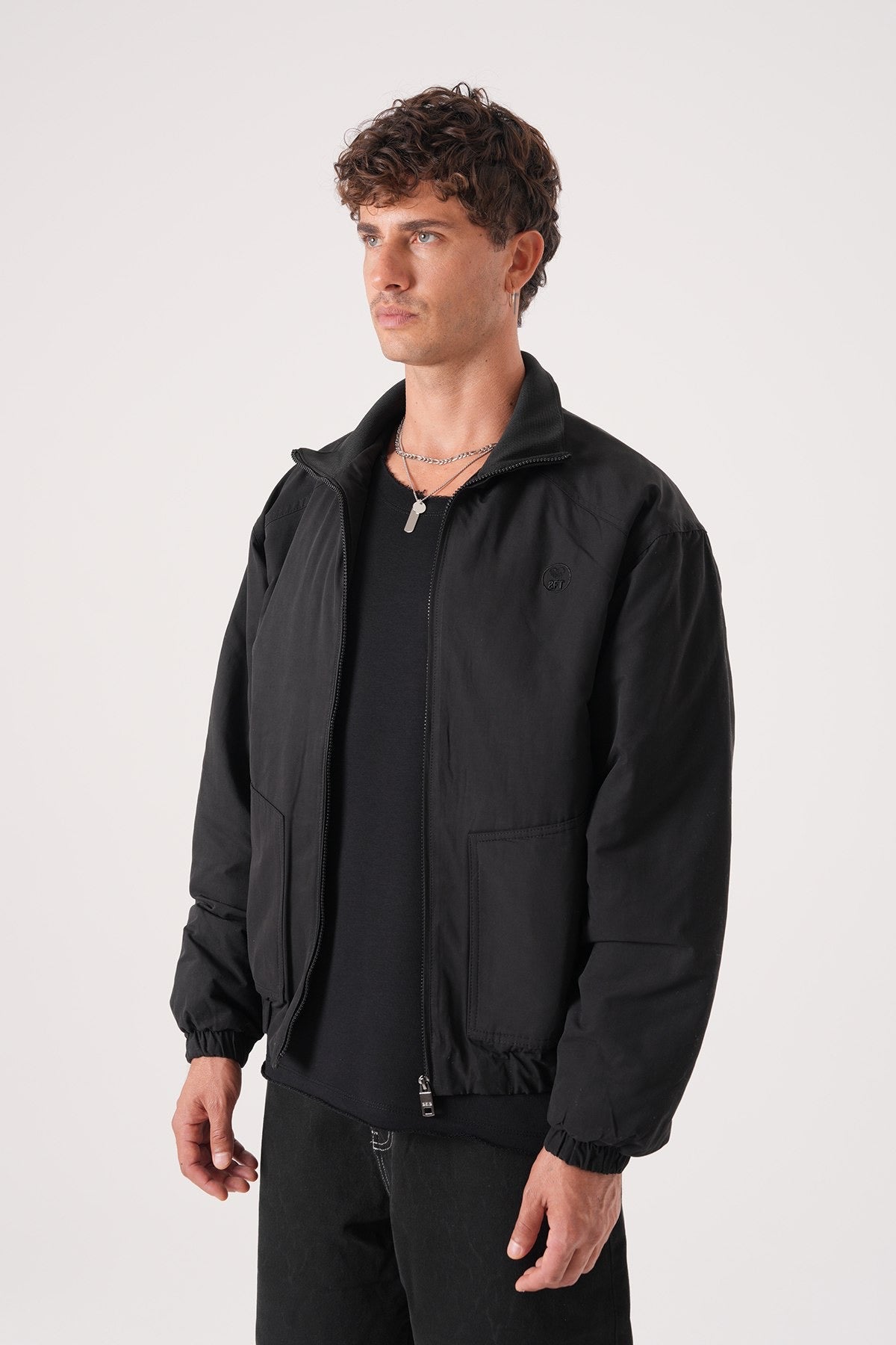 Men’s Black Harrington Jacket – Minimalist Classic Outerwear