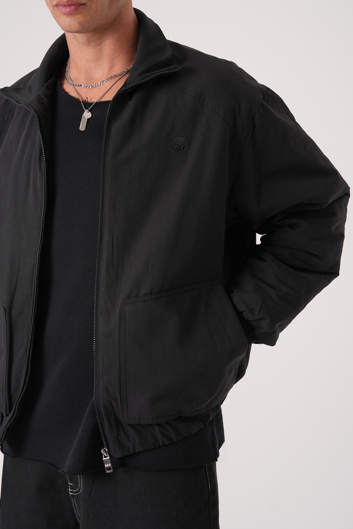 Men’s Black Harrington Jacket – Minimalist Classic Outerwear