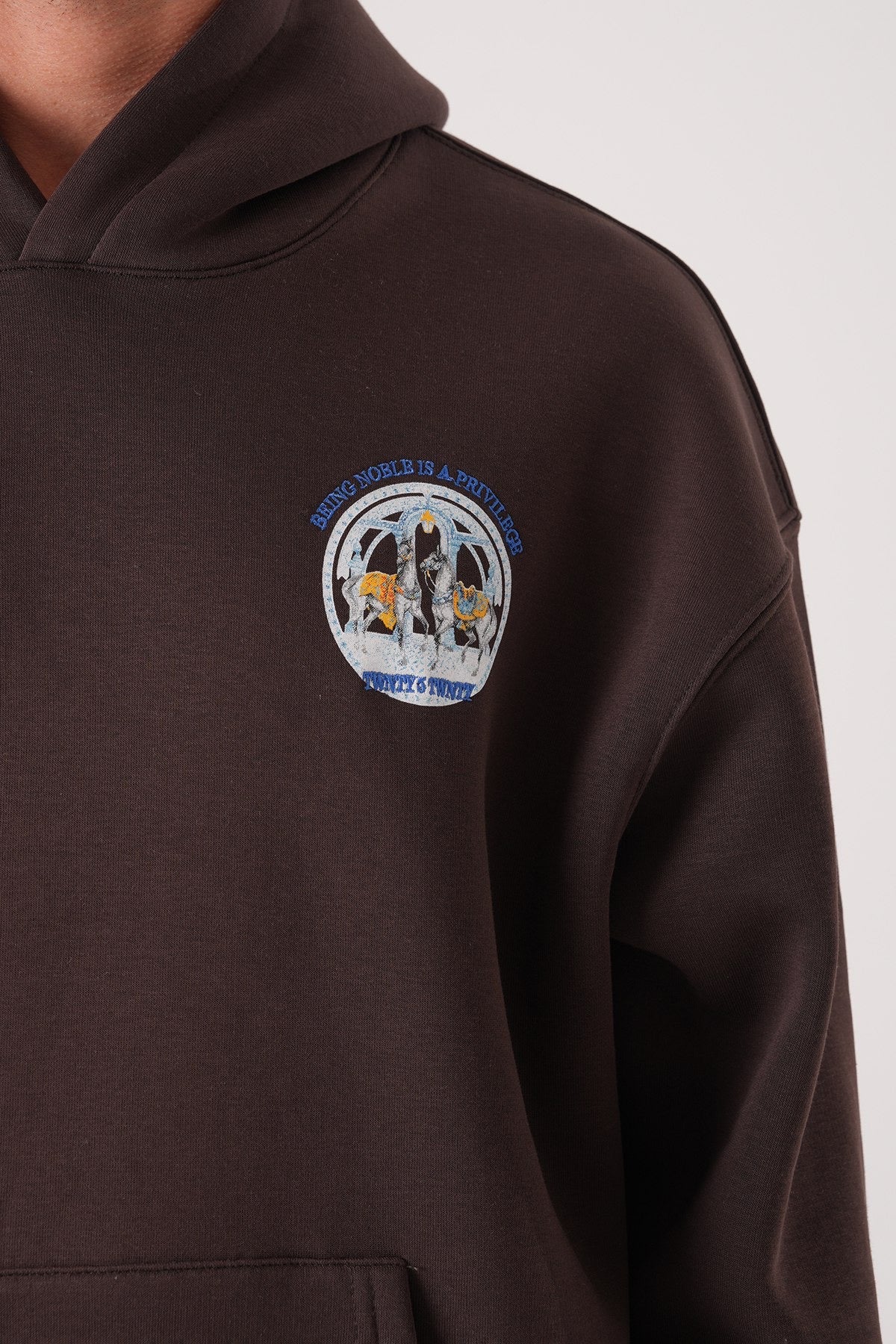 Men’s Chocolate Brown Hoodie – Noble Graphic Print