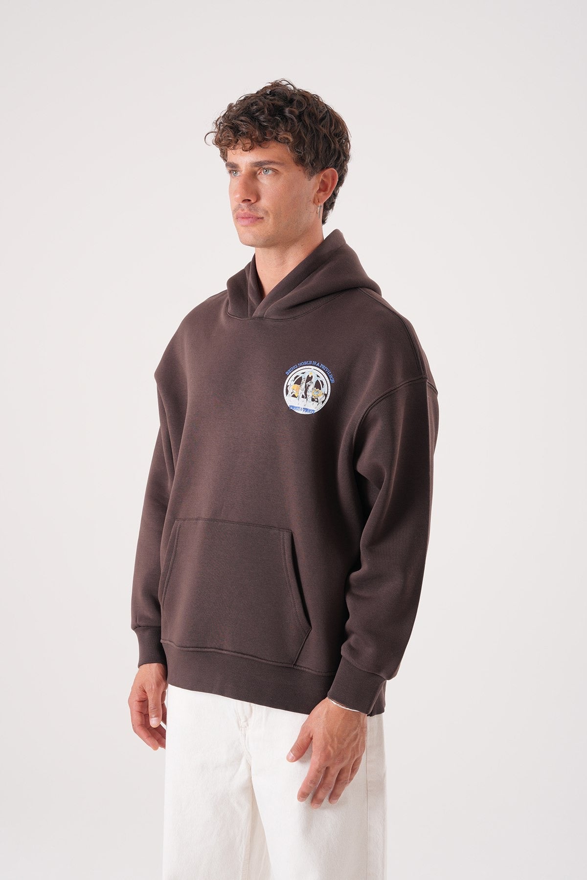 Men’s Chocolate Brown Hoodie – Noble Graphic Print