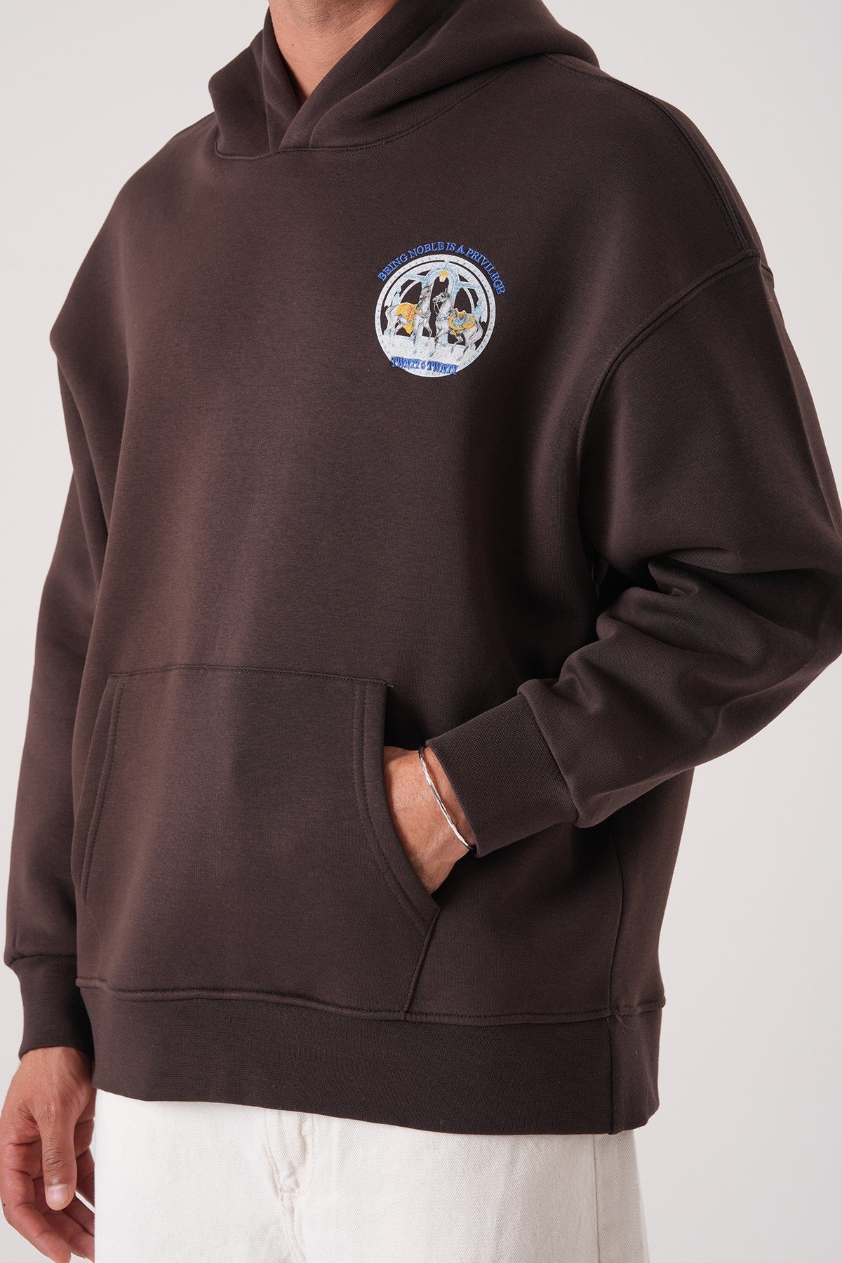 Men’s Chocolate Brown Hoodie – Noble Graphic Print