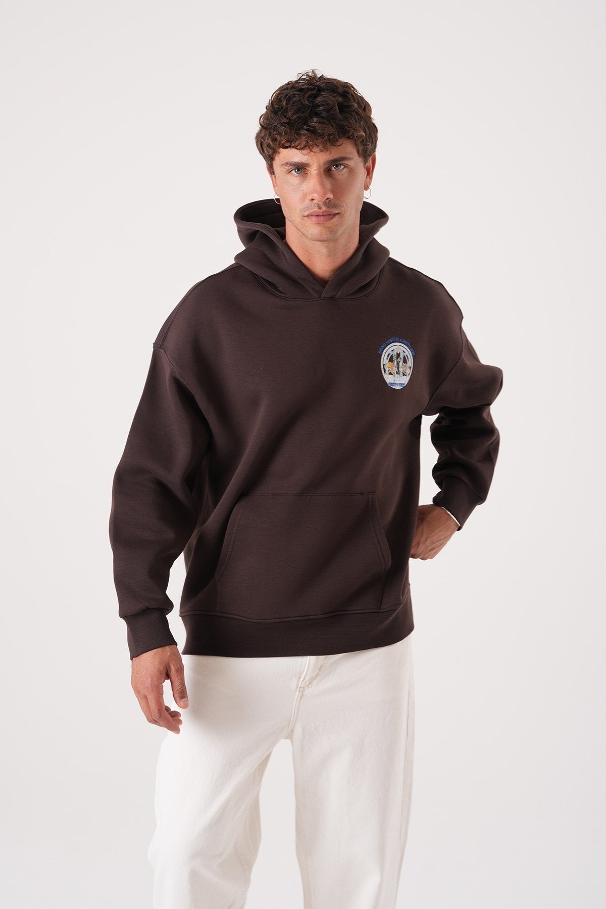 Men’s Chocolate Brown Hoodie – Noble Graphic Print