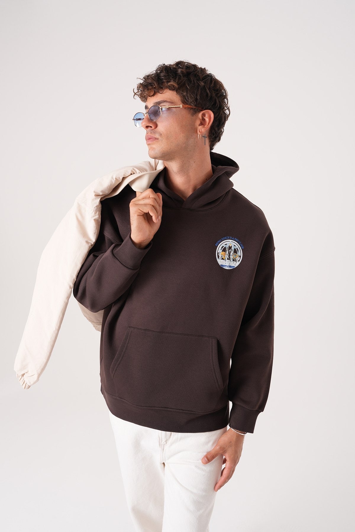 Men’s Chocolate Brown Hoodie – Noble Graphic Print