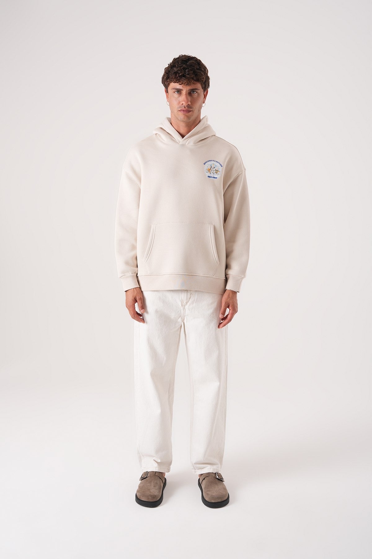 Men’s Beige Hoodie – Noble Privilege Graphic