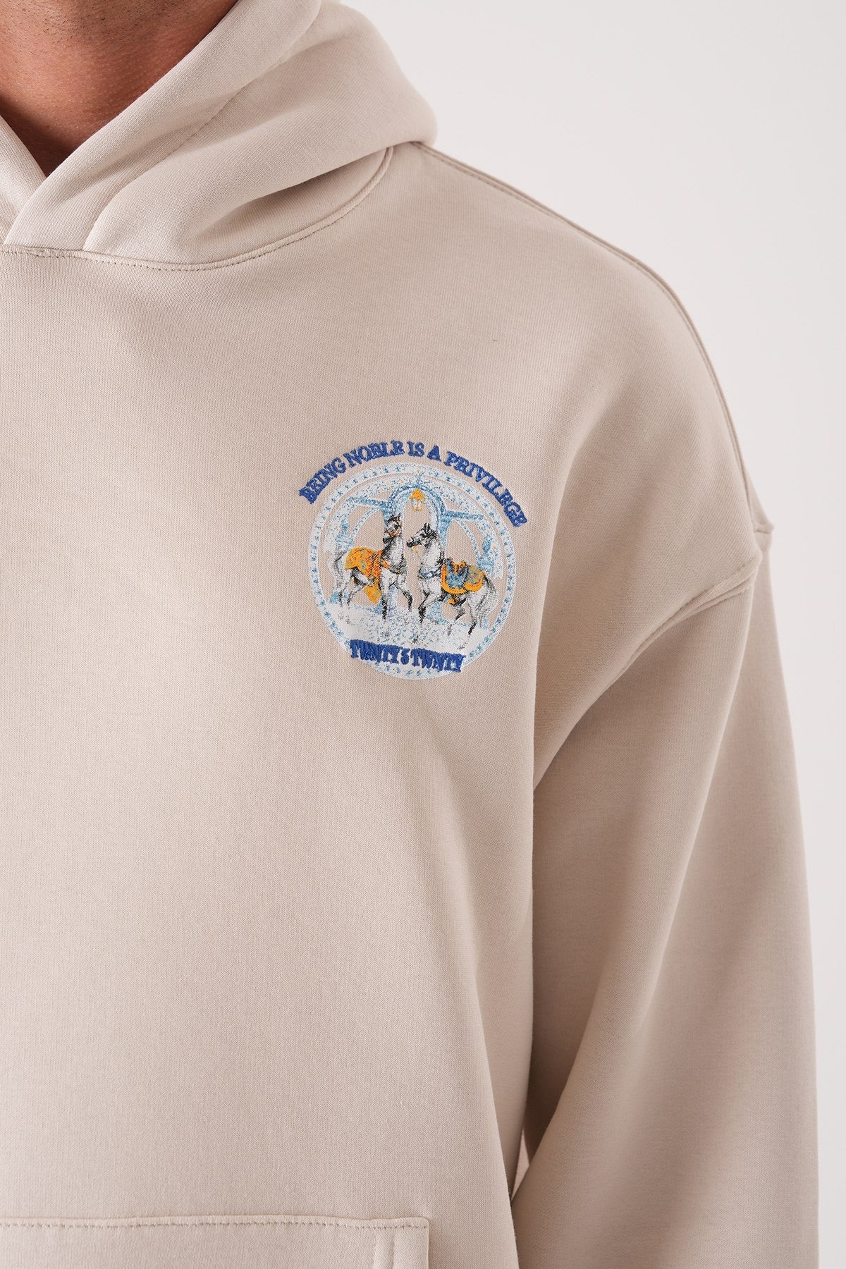 Men’s Beige Hoodie – Noble Privilege Graphic
