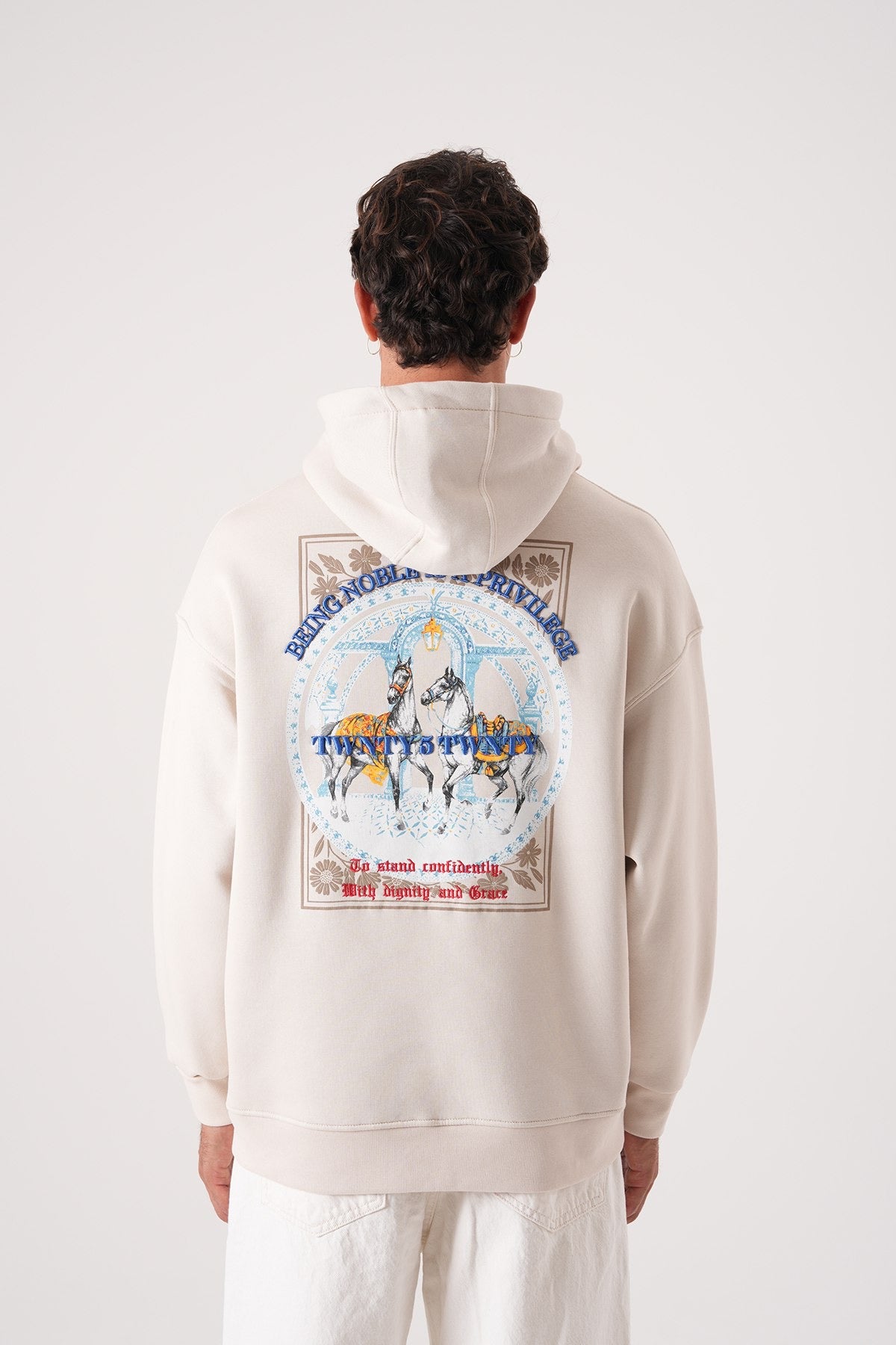 Men’s Beige Hoodie – Noble Privilege Graphic