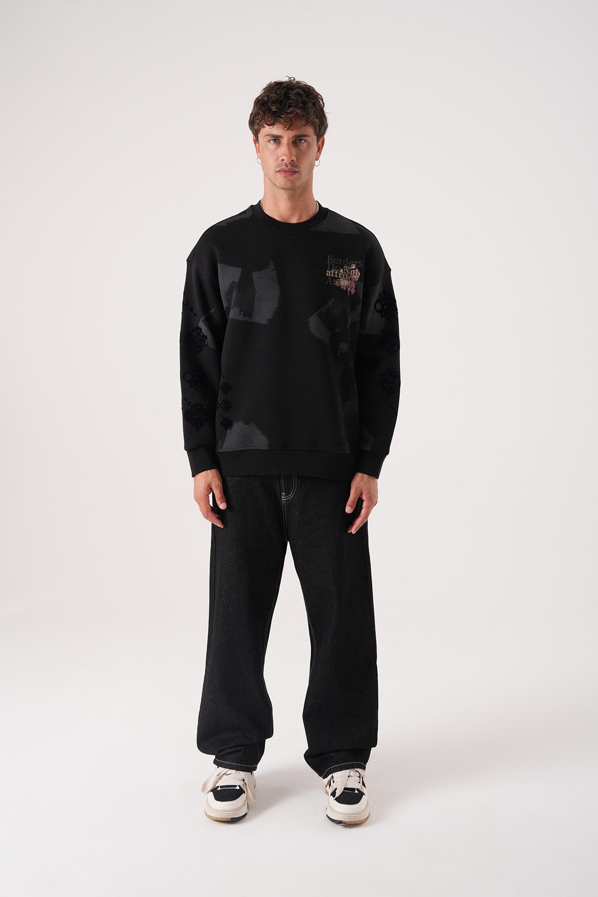 Men’s Black Graphic Sweatshirt – Borders & Affection