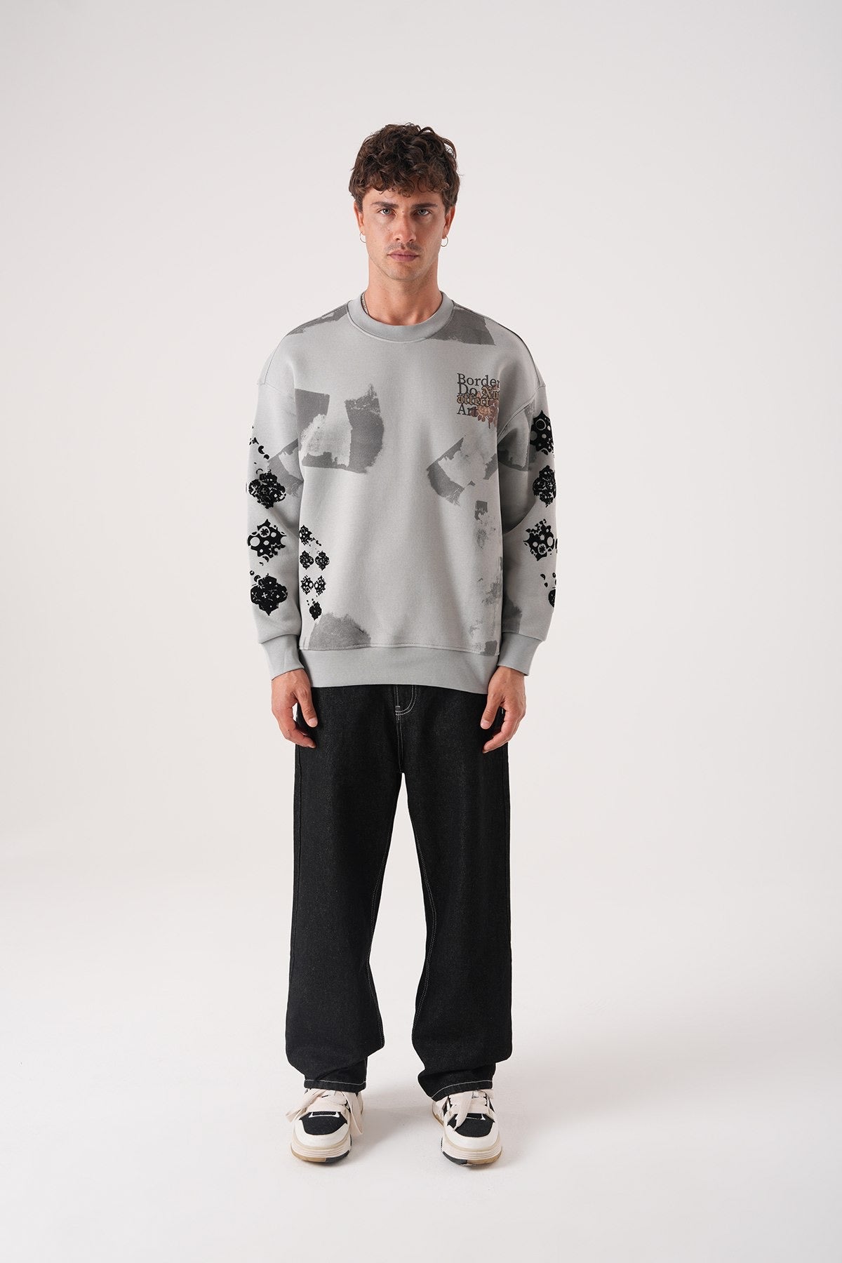 Men’s Grey Graphic Sweatshirt – Borders & Affection