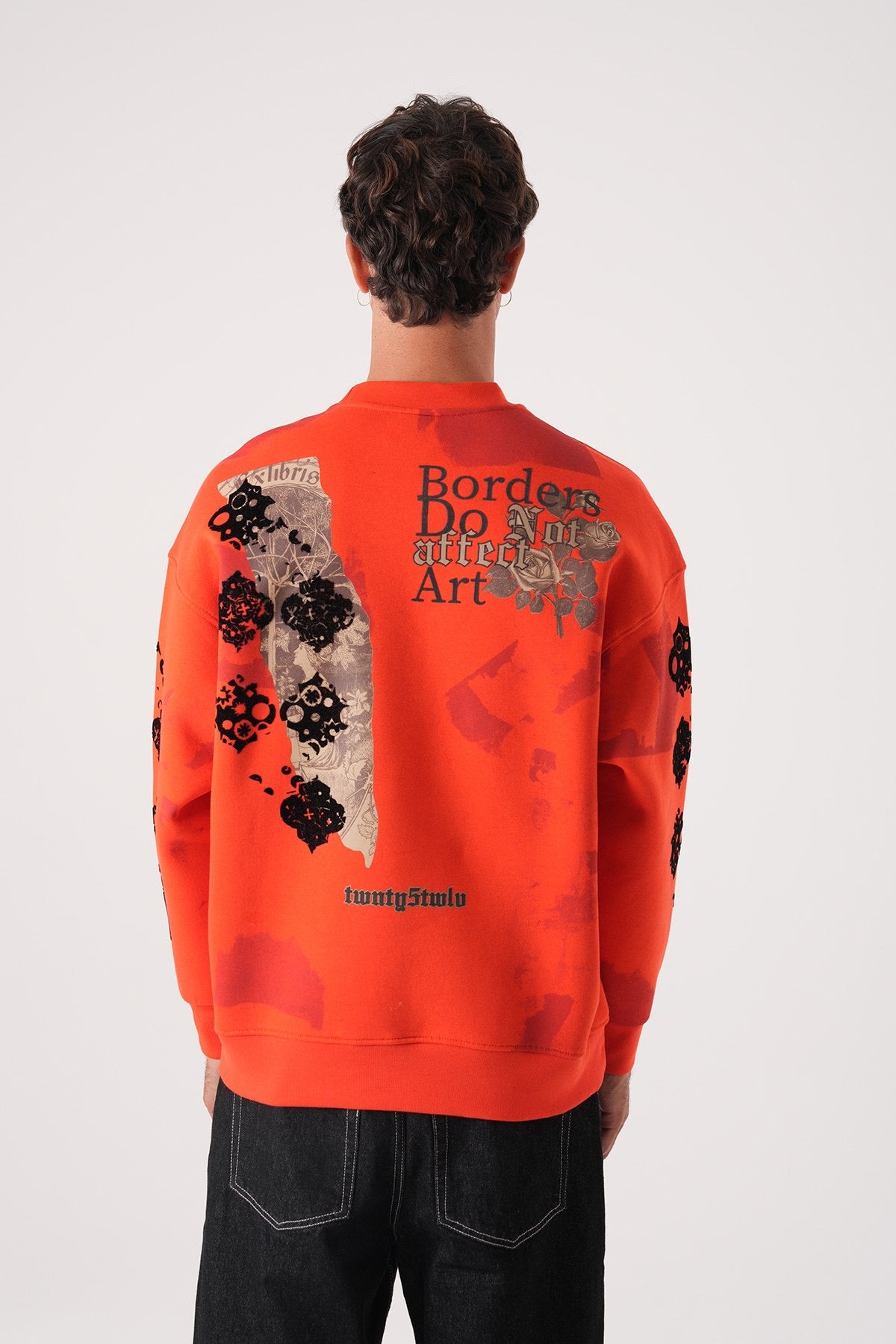Men’s Orange Graphic Sweatshirt – Borders & Affection