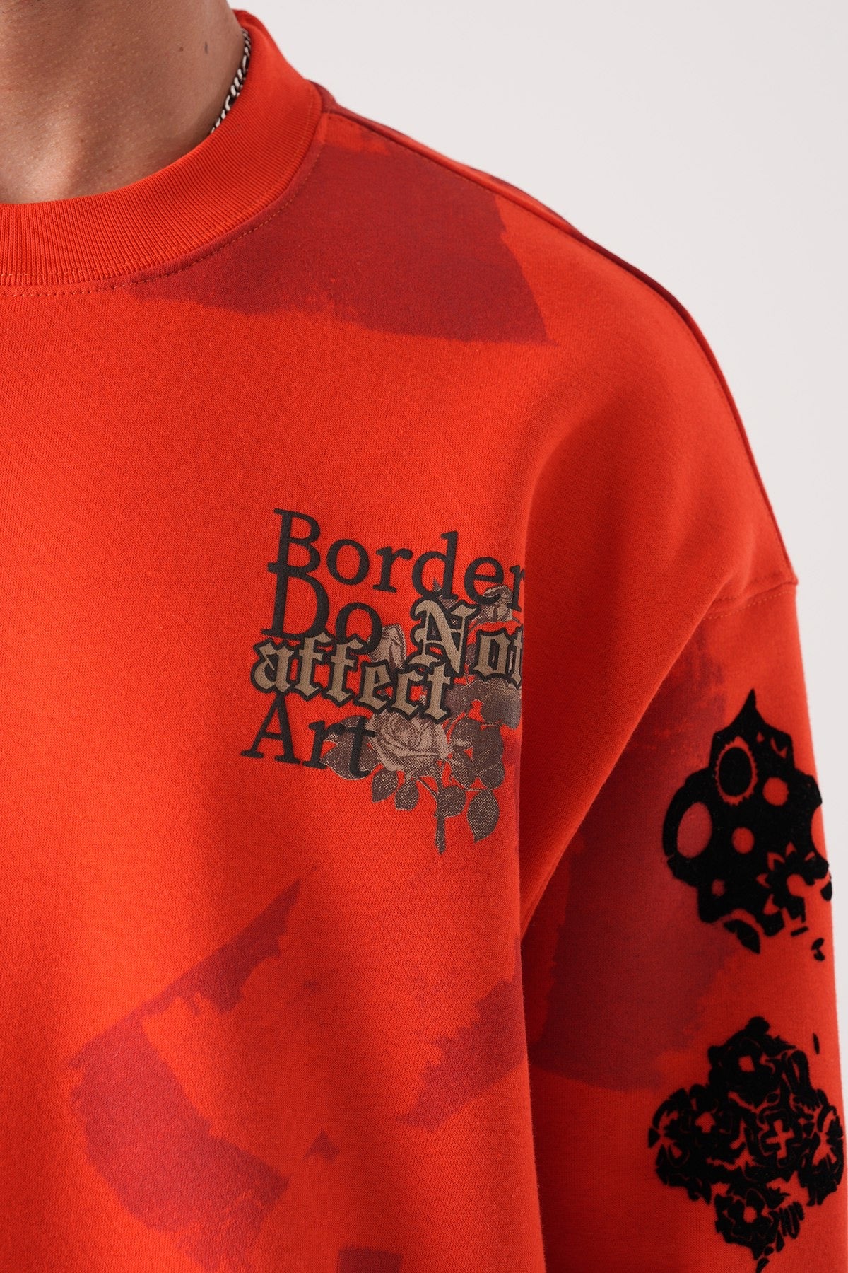 Men’s Orange Graphic Sweatshirt – Borders & Affection