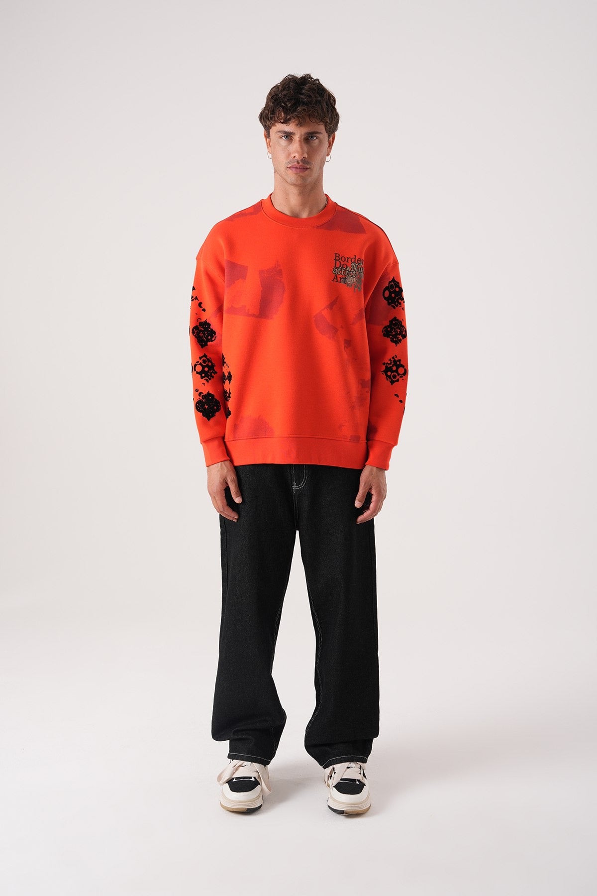 Men’s Orange Graphic Sweatshirt – Borders & Affection