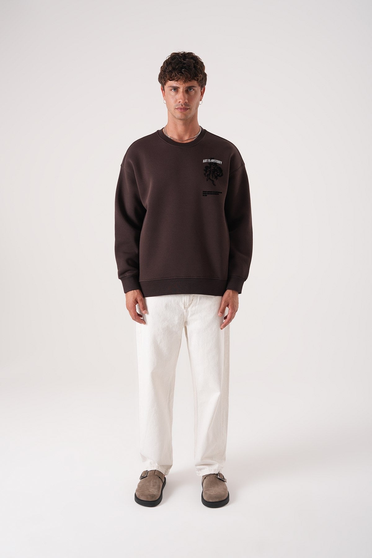 Men’s Crewneck Sweatshirt – Art Is History (Brown)