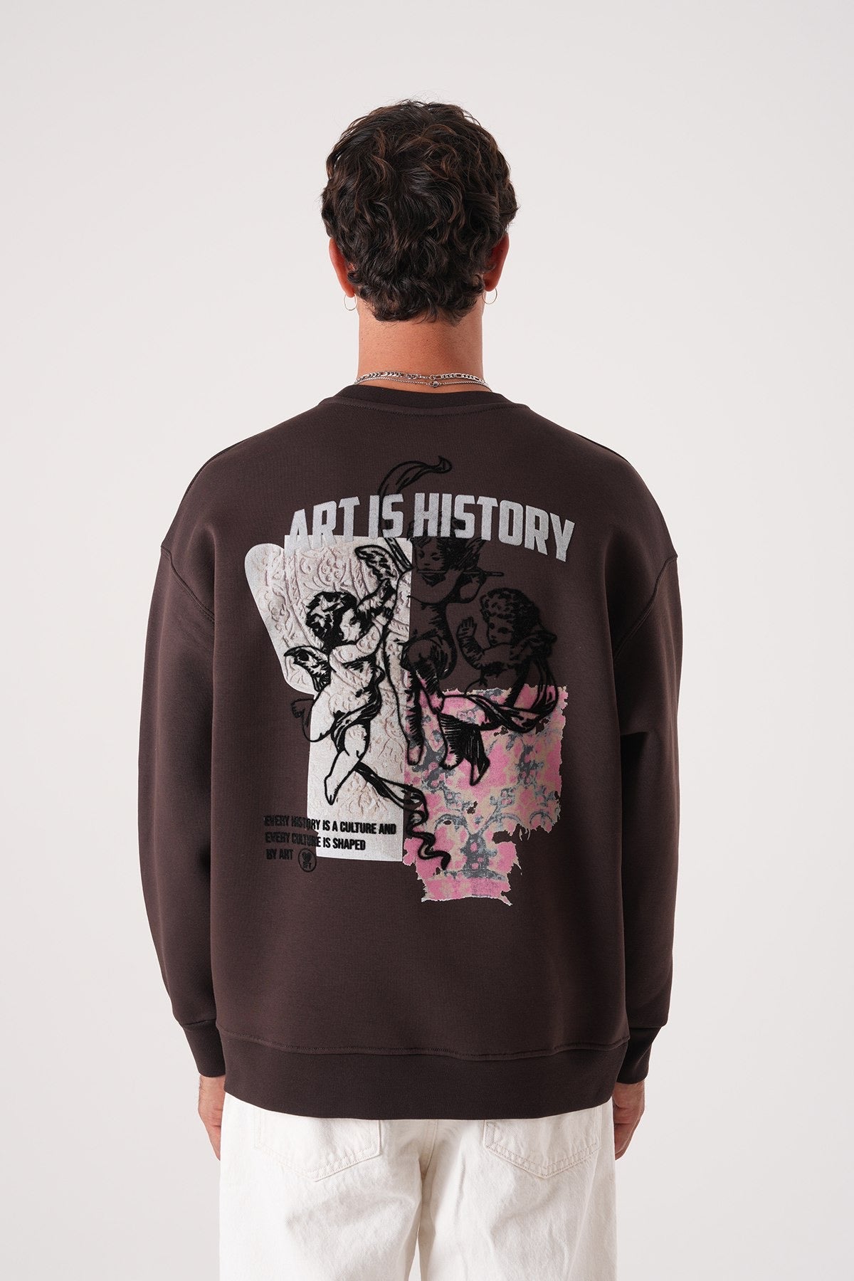 Men’s Crewneck Sweatshirt – Art Is History (Brown)