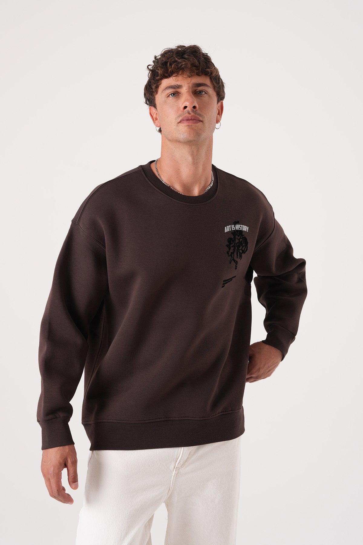 Men’s Crewneck Sweatshirt – Art Is History (Brown)