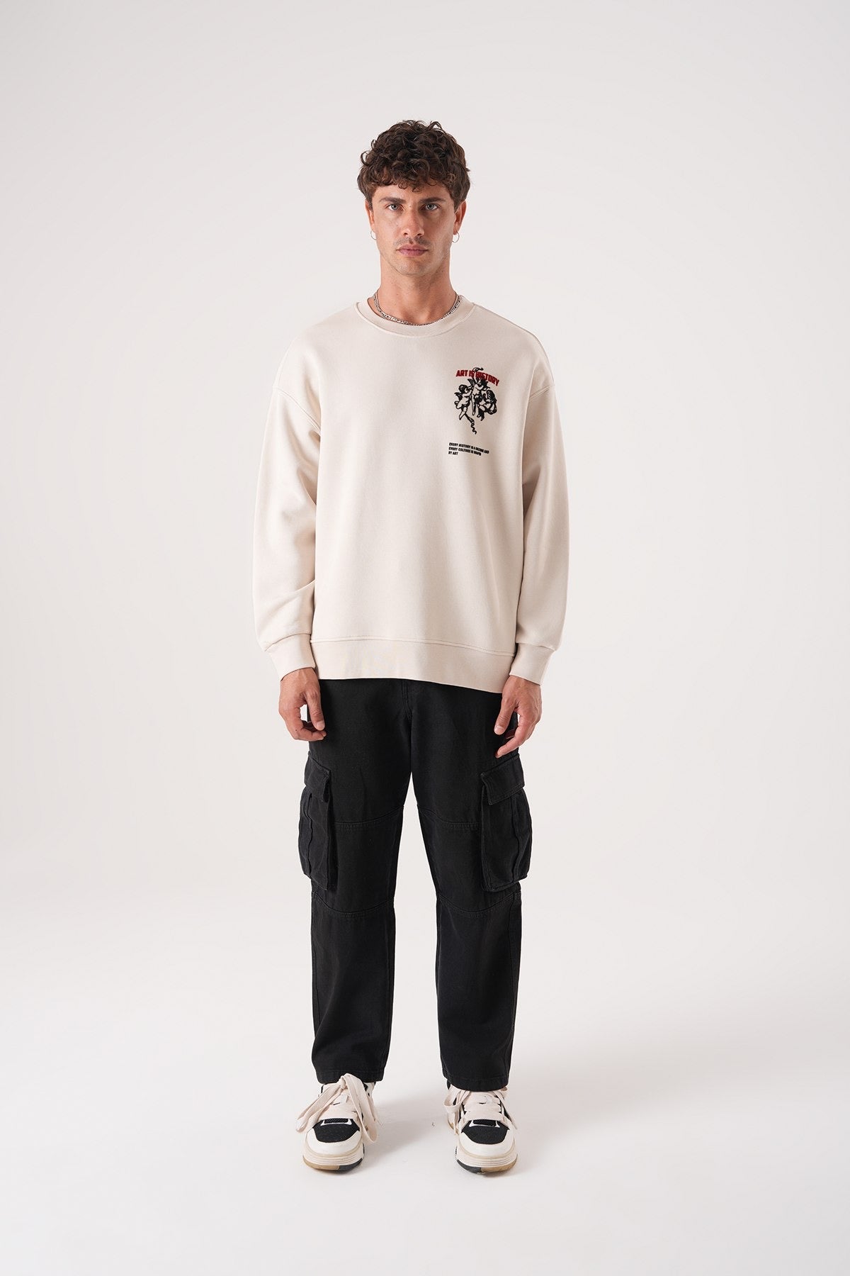 Men’s Crewneck Sweatshirt – Art Is History (Cream White)