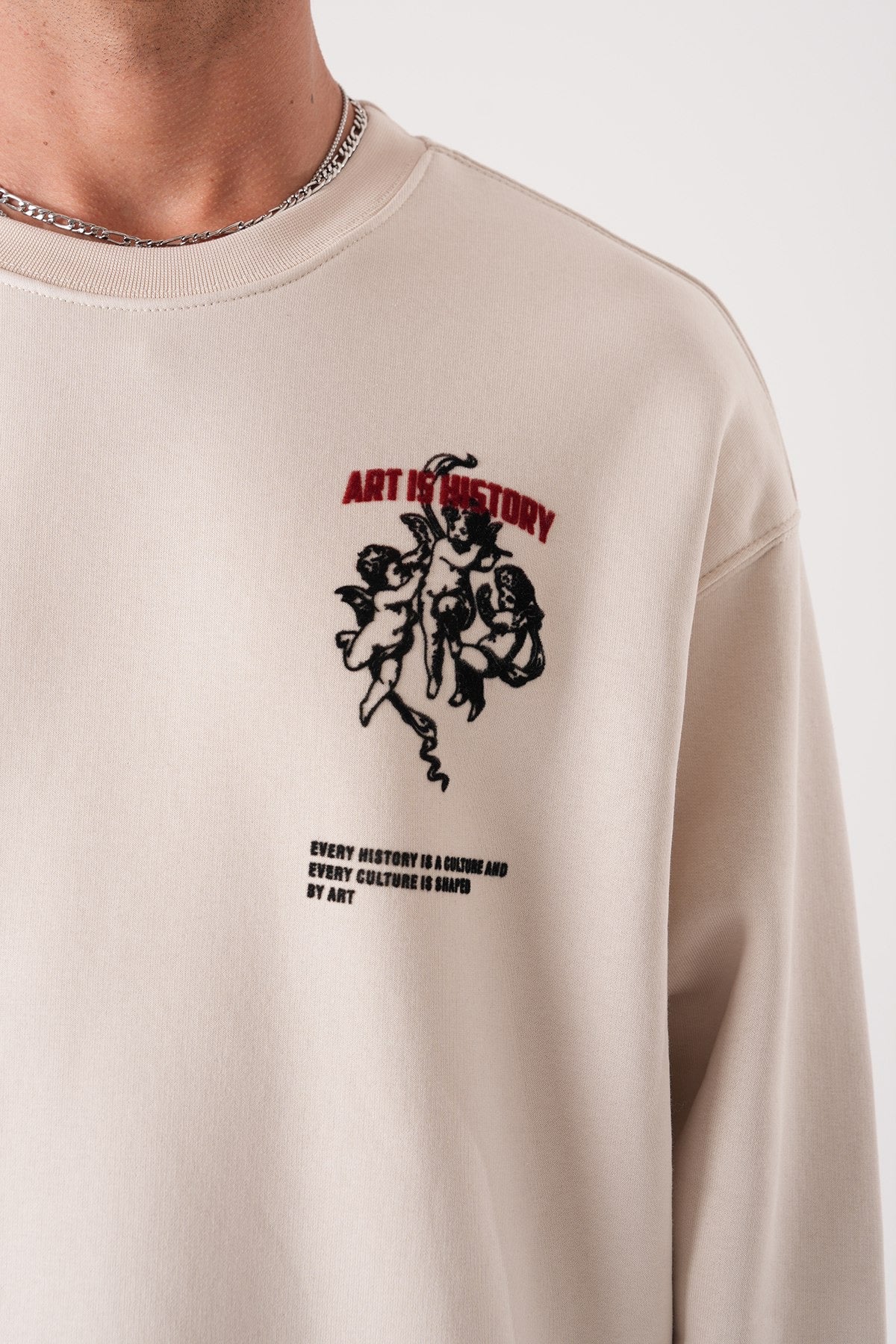 Men’s Crewneck Sweatshirt – Art Is History (Cream White)