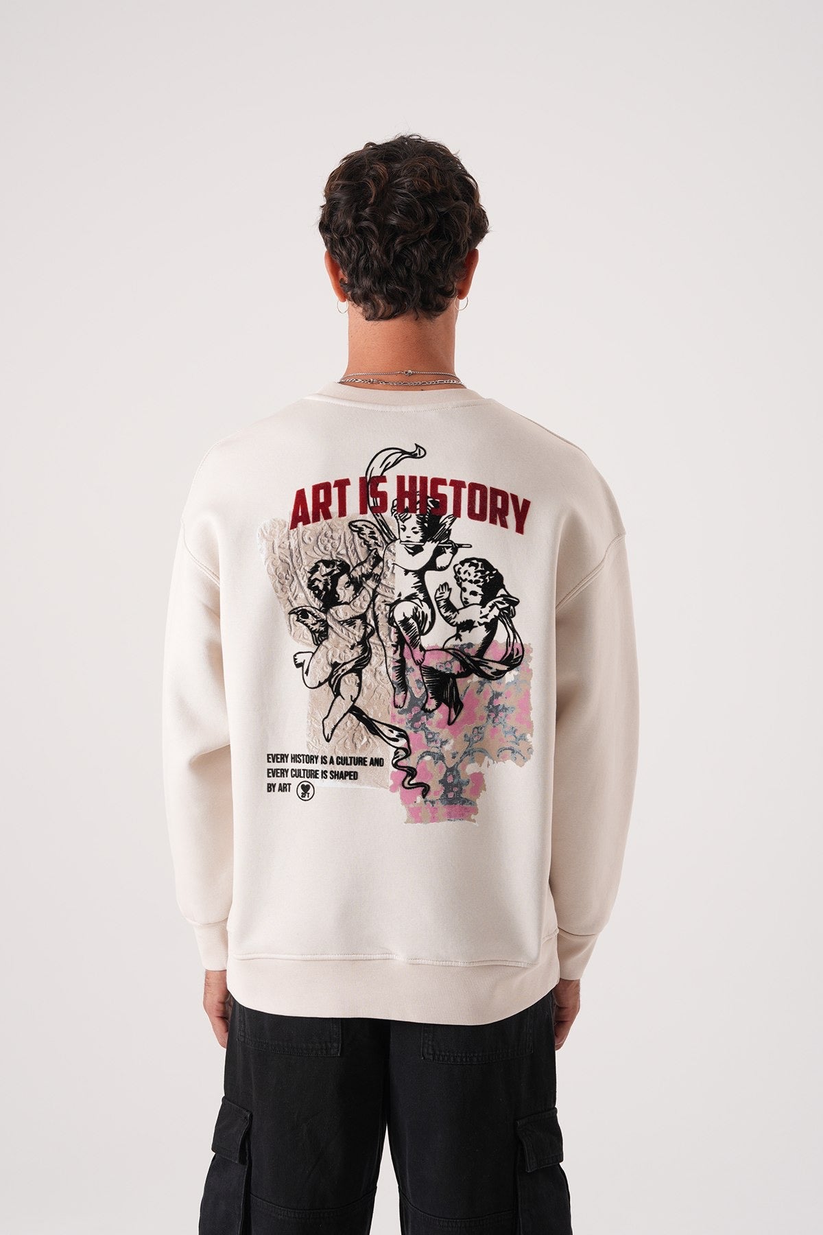 Men’s Crewneck Sweatshirt – Art Is History (Cream White)
