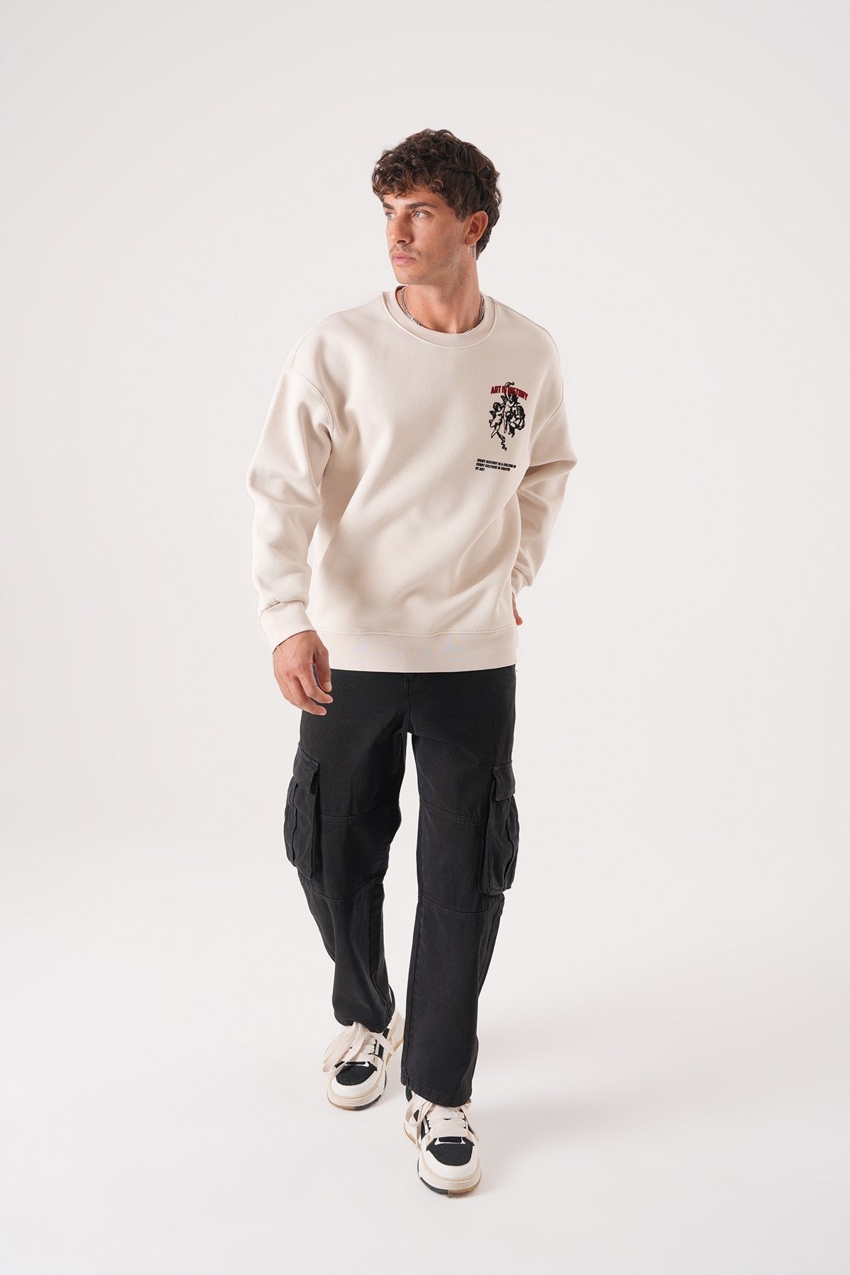Men’s Crewneck Sweatshirt – Art Is History (Cream White)