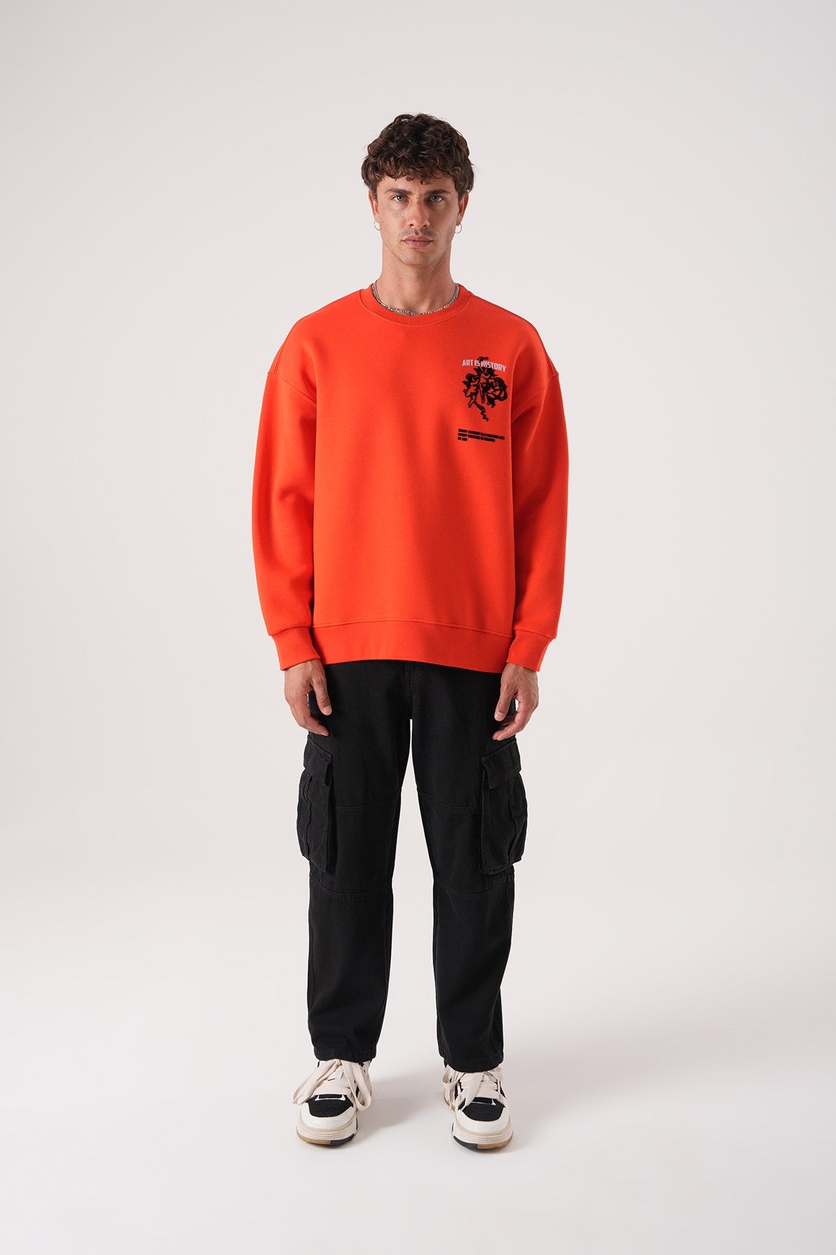 Men’s Crewneck Sweatshirt – Art Is History (Orange)