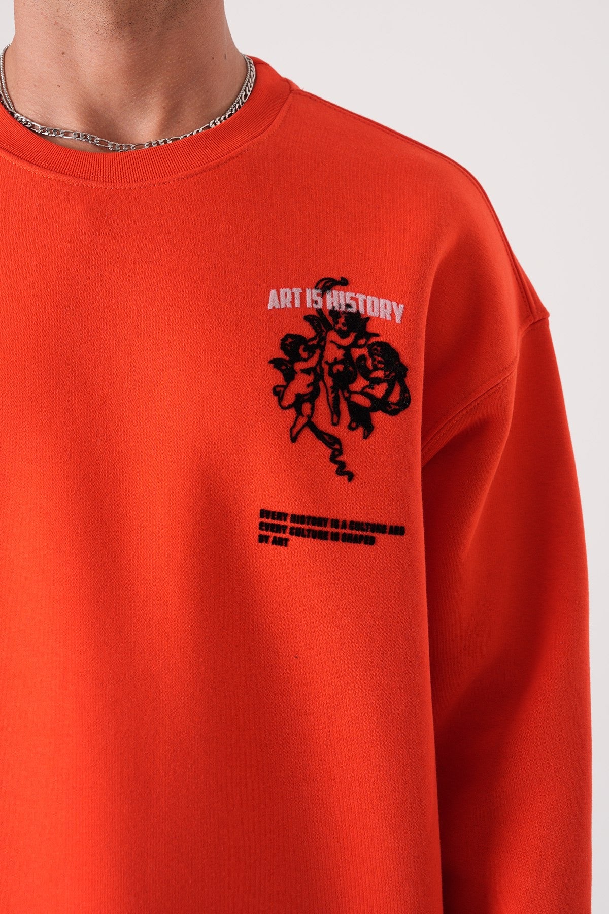 Men’s Crewneck Sweatshirt – Art Is History (Orange)