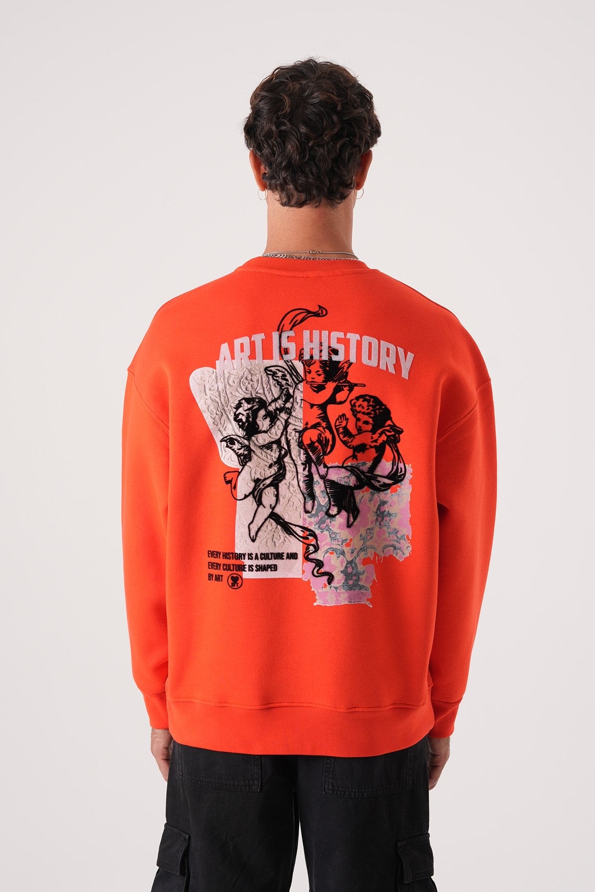 Men’s Crewneck Sweatshirt – Art Is History (Orange)