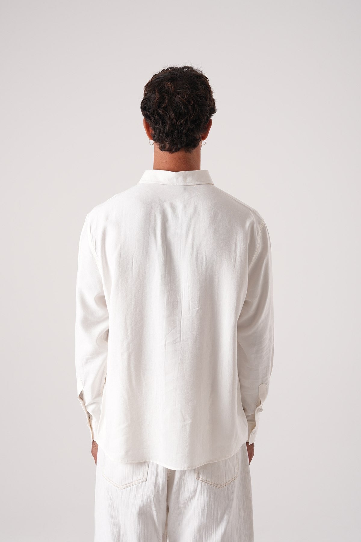 Men’s Long Sleeve Button-Down Shirt – Classic White