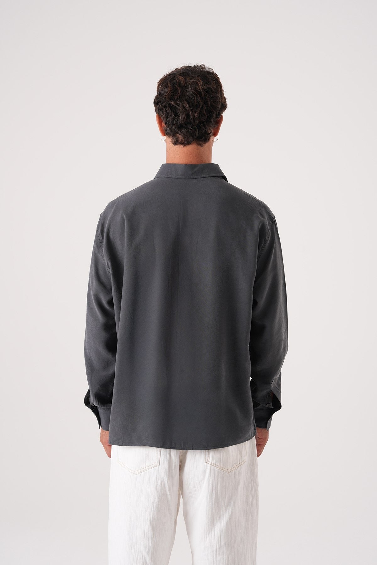Men’s Long Sleeve Button-Down Shirt – Charcoal Grey