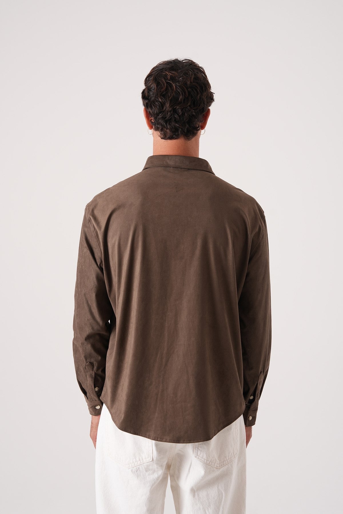 Men’s Long Sleeve Button-Down Shirt – Earth Brown